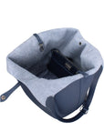 Borsa a Mano in Vera Pelle Blu Jeans