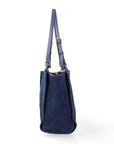 Borsa a Spalla in Vera Pelle Blu Jeans