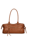 Borsa a Mano in Vera Pelle Cuoio Scuro Chiara Ferretti