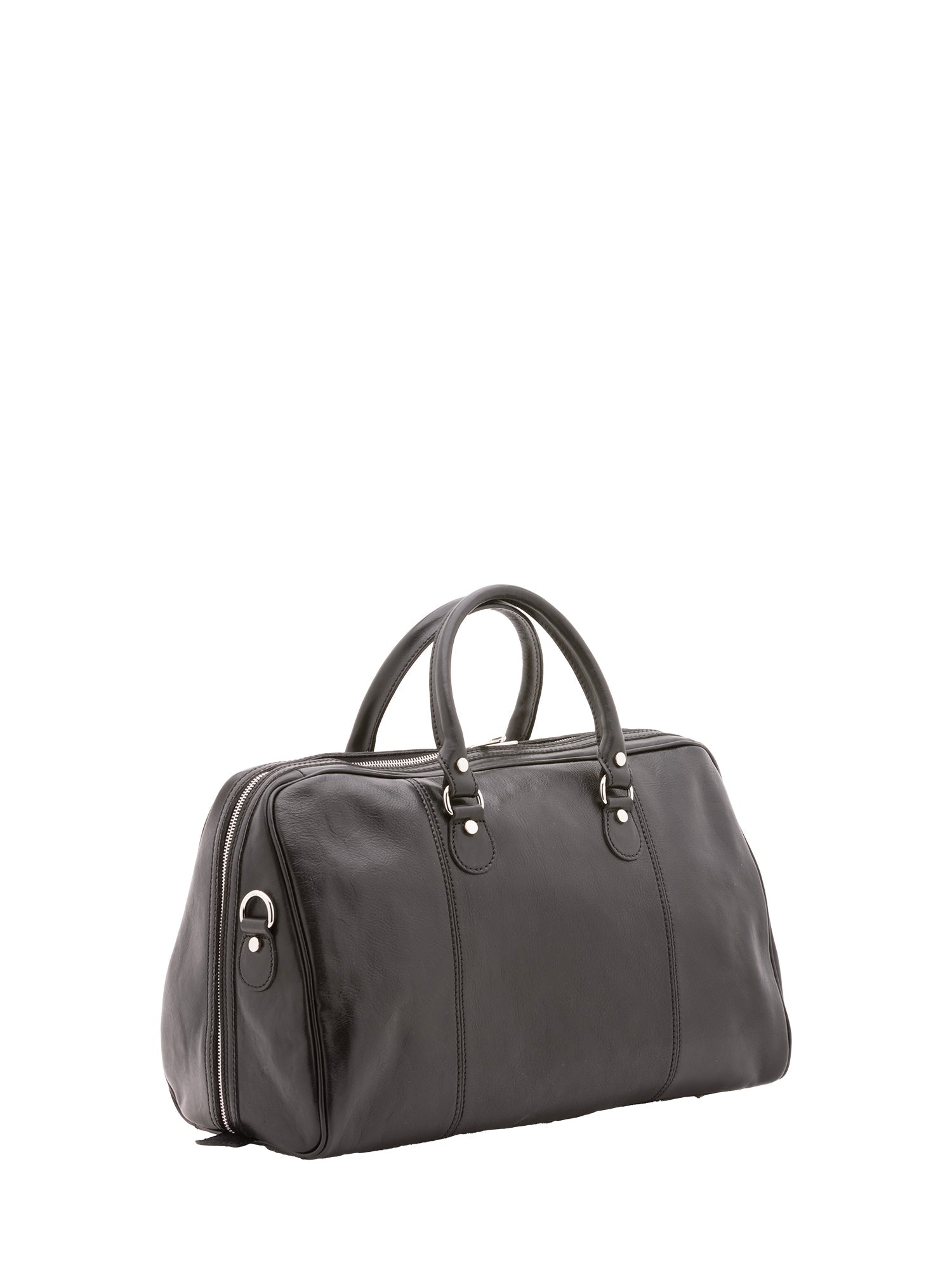 Borsa da viaggio unisex in vera pelle 100% cotone 4040-NERO Alessia Firenze