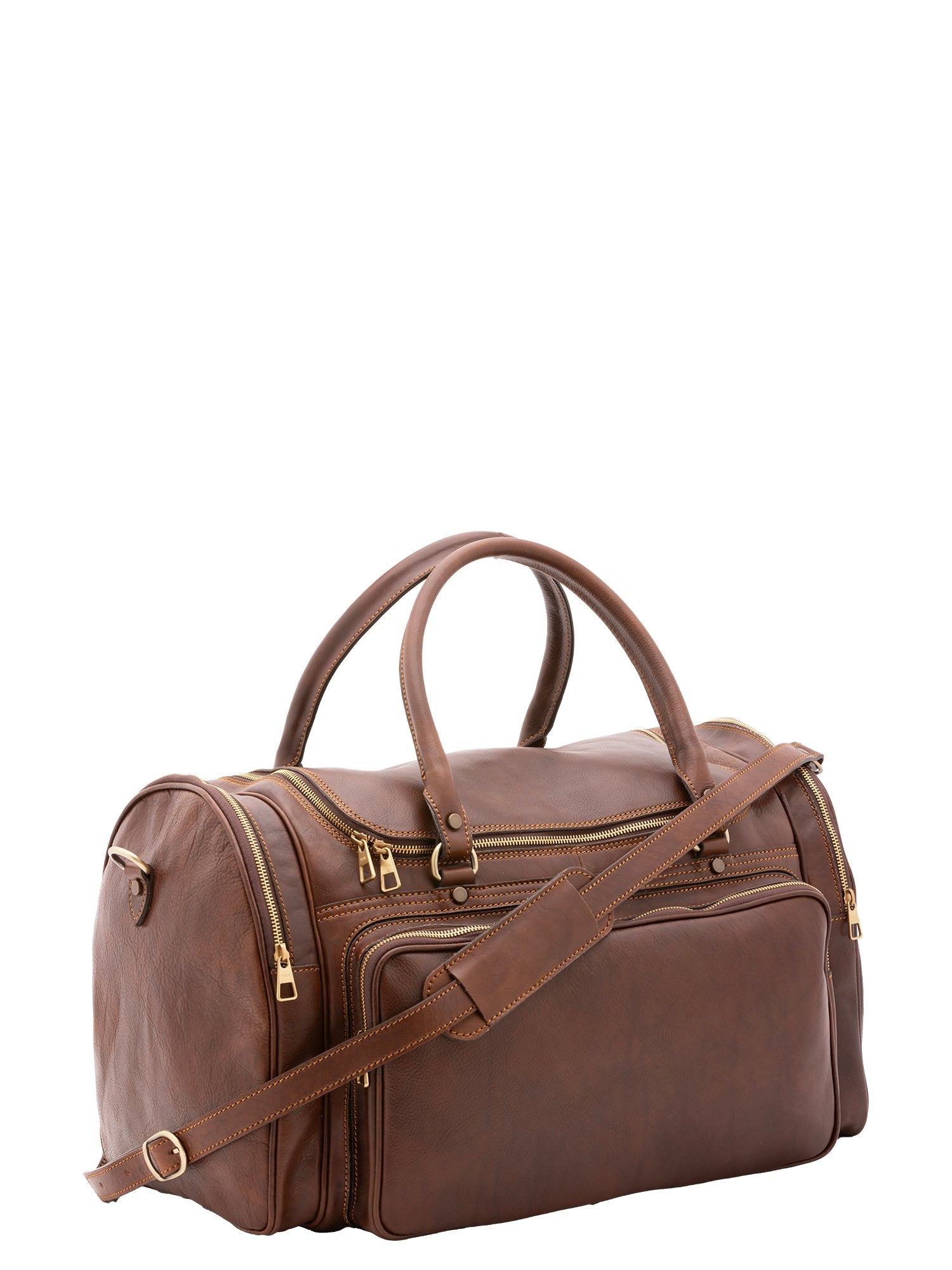 Borsa da viaggio unisex in vera pelle 100% cotone 4045-TESTA DI MORO Alessia Firenze