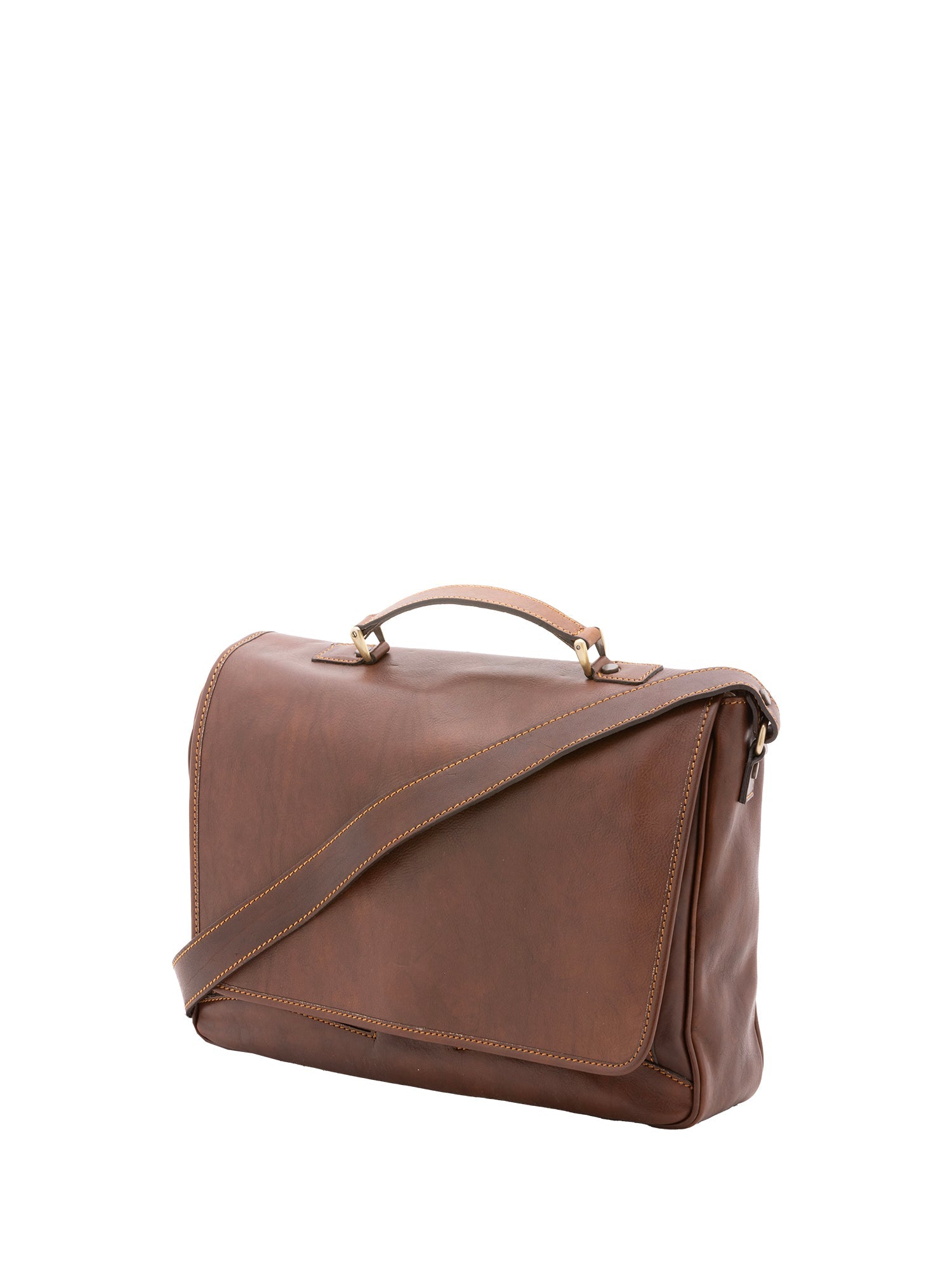 Borsa a mano unisex in vera pelle Made in Italy 4576-TESTA DI MORO Alessia Firenze