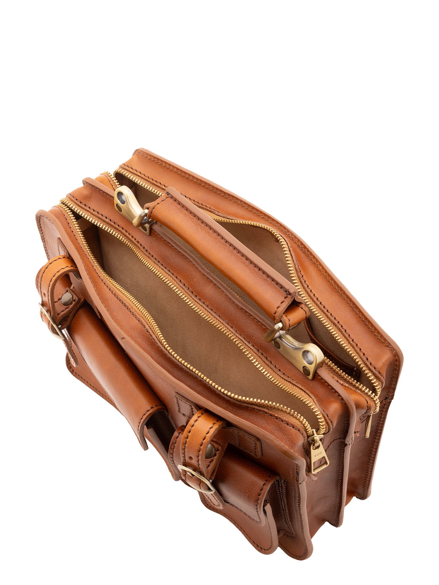 Borsa a mano unisex in vera pelle Made in Italy 4506-MIELE Alessia Firenze
