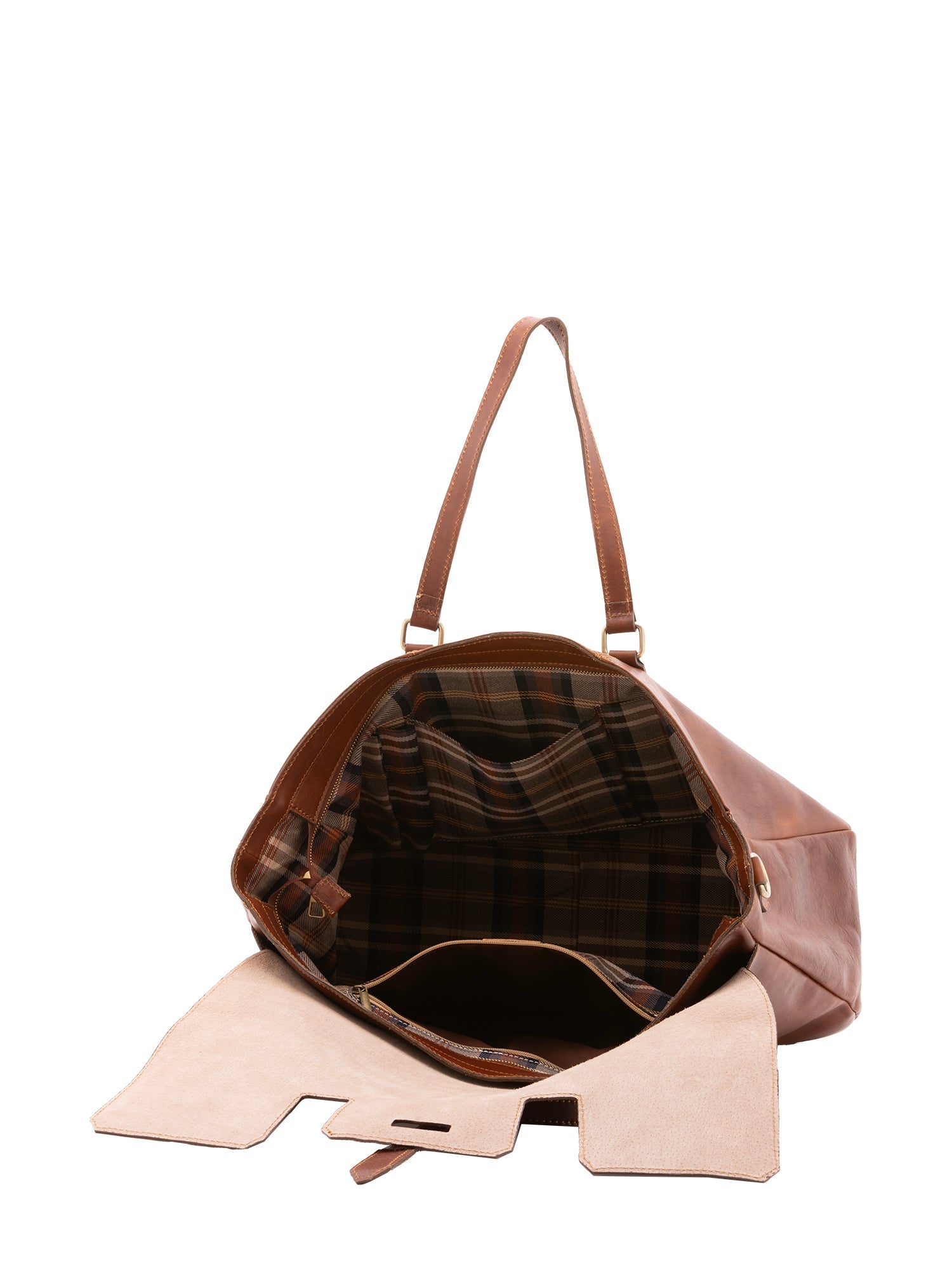 Borsa da viaggio unisex in vera pelle 100% cotone 4066-MARRONE Alessia Firenze