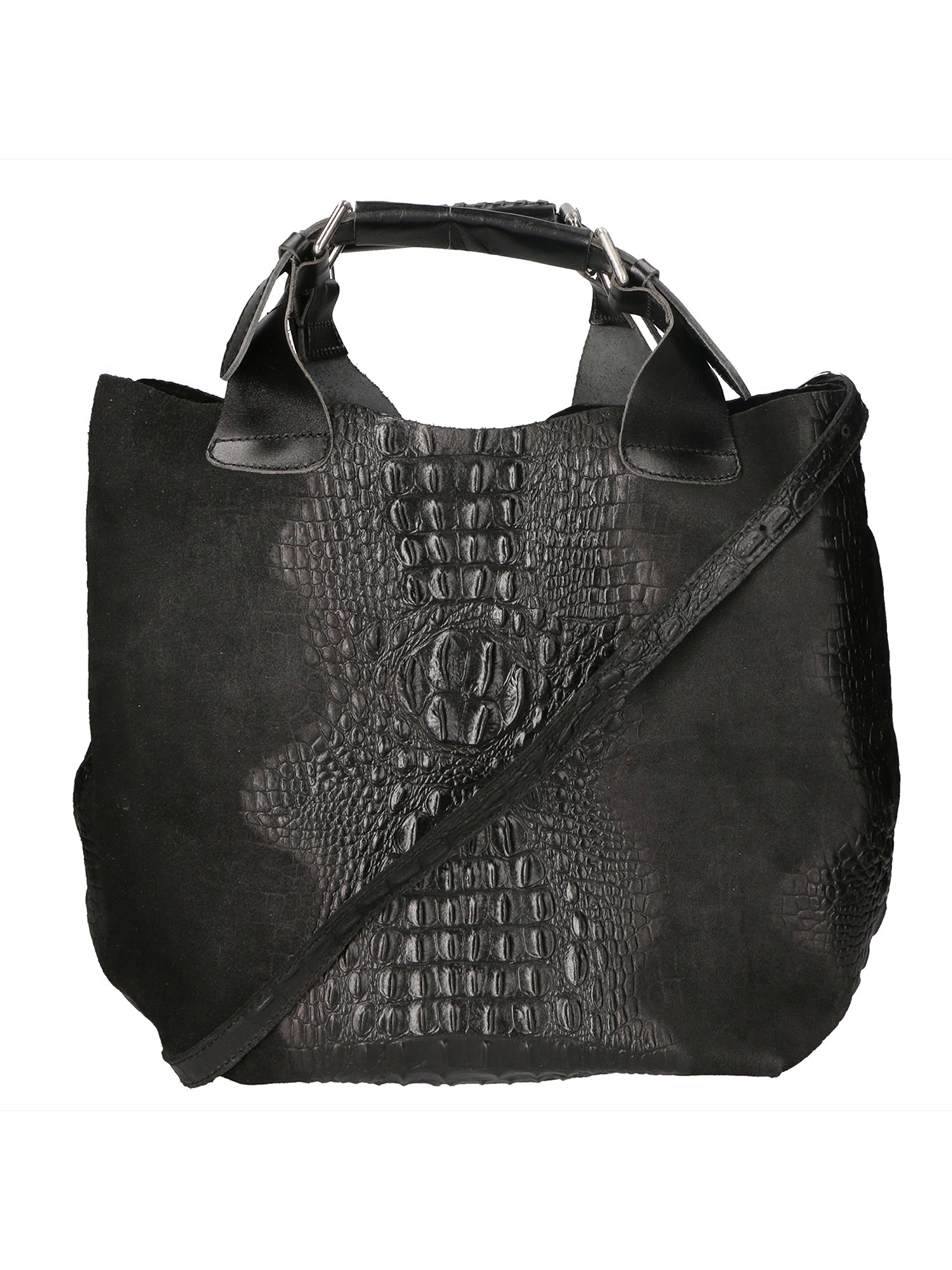 Eufemia Borsa a spalla da donna Pelle Croco Stampata 9007 1-NERO Chiara Ferretti
