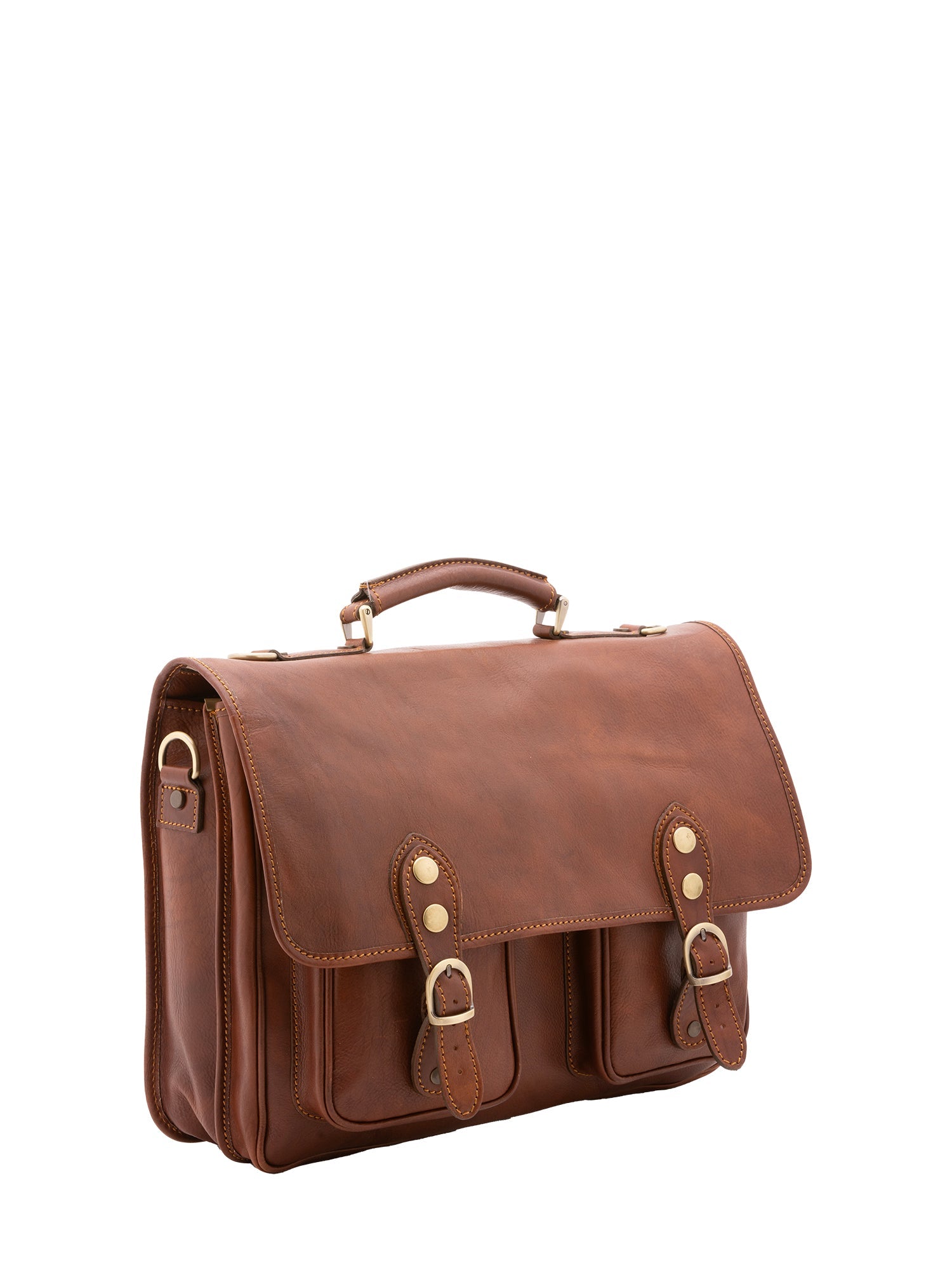 Borsa a mano unisex vera pelle Made in Italy 4015-MARRONE Alessia Firenze