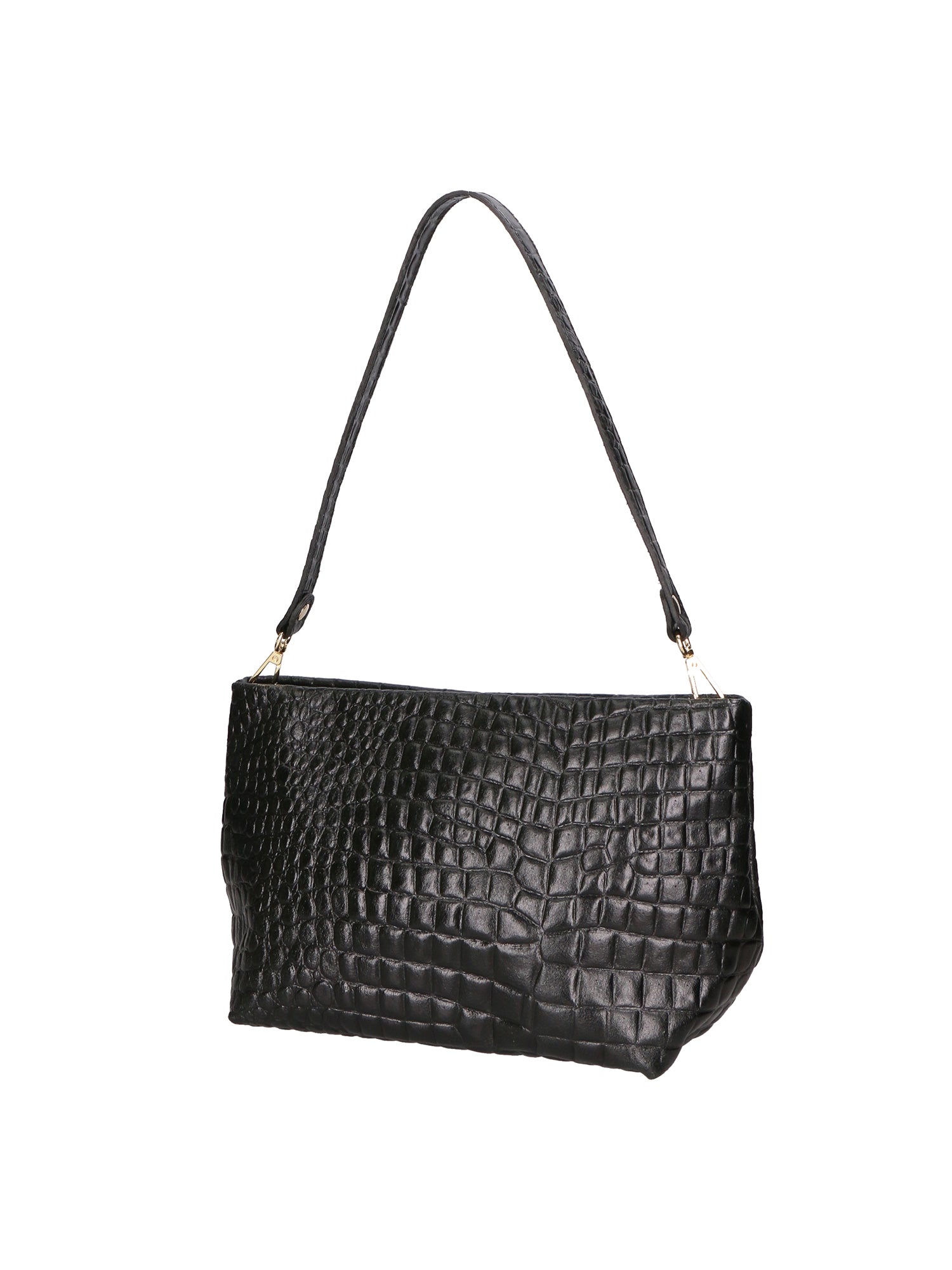 Lorelei Borsa a spalla da donna Vera pelle croco 06498-019 NERO Chiara Ferretti