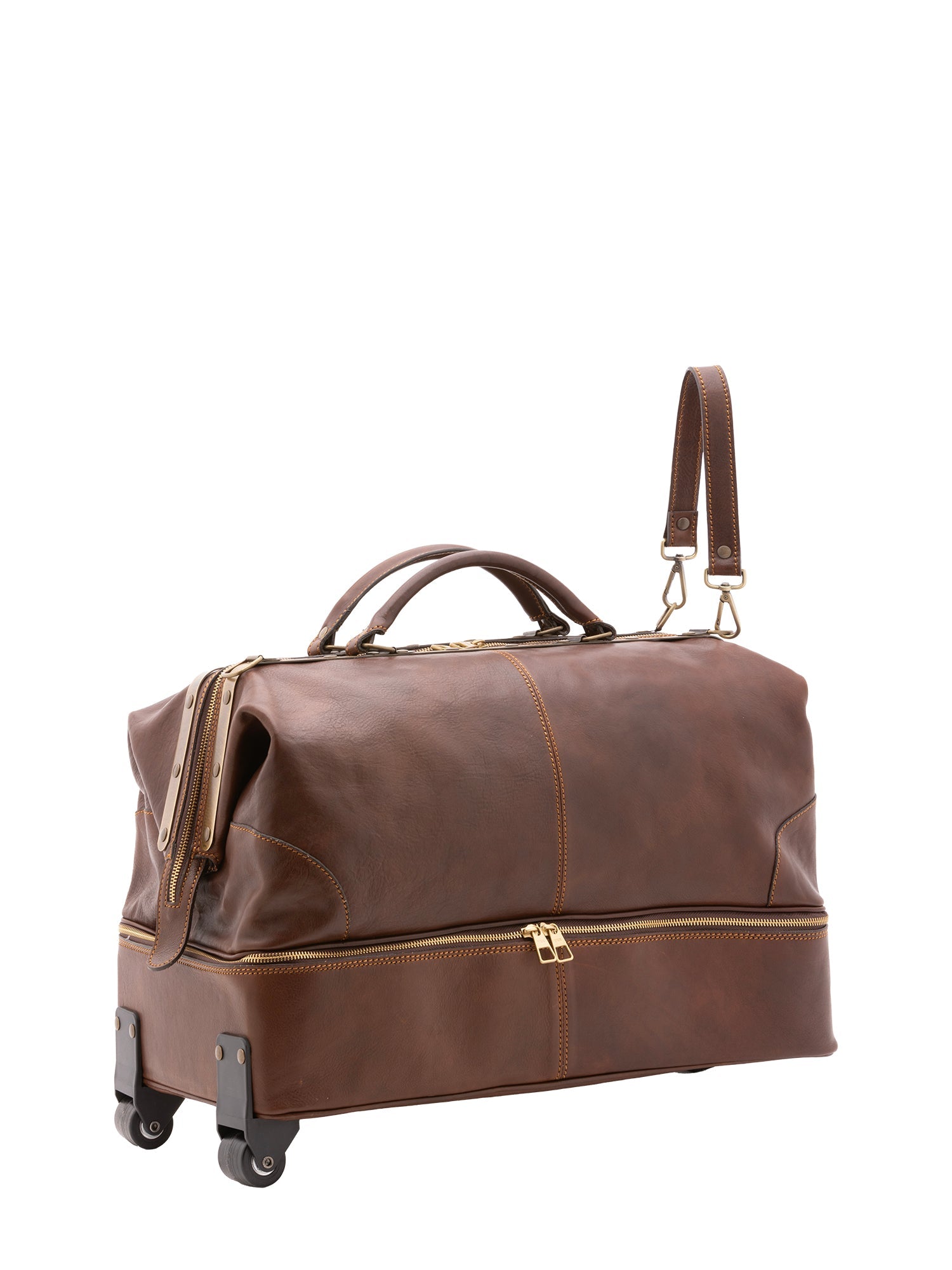 Borsa da viaggio unisex in vera pelle Made in Italy 4084-TESTA DI MORO Alessia Firenze
