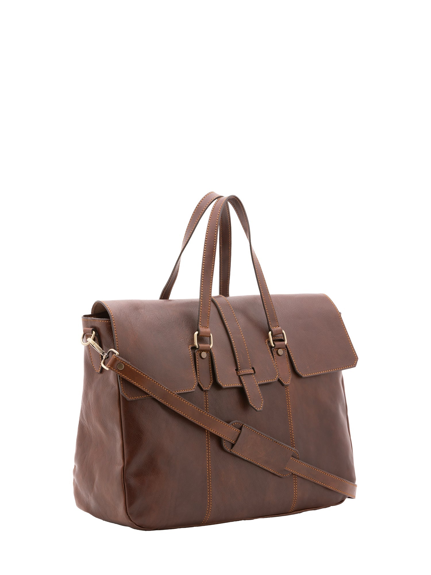 Borsa da viaggio unisex in vera pelle 100% cotone 4066-TESTA DI MORO Alessia Firenze