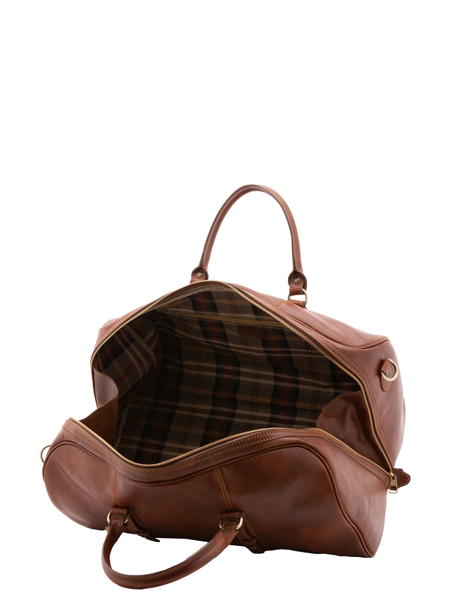 Borsa da viaggio unisex in vera pelle 100% cotone 4514-MARRONE Alessia Firenze
