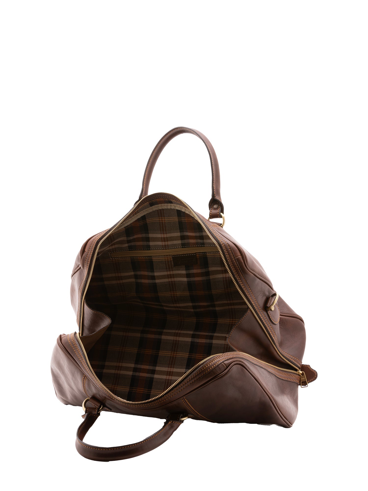 Borsa da viaggio unisex in vera pelle 100% cotone 4040-TESTA DI MORO Alessia Firenze