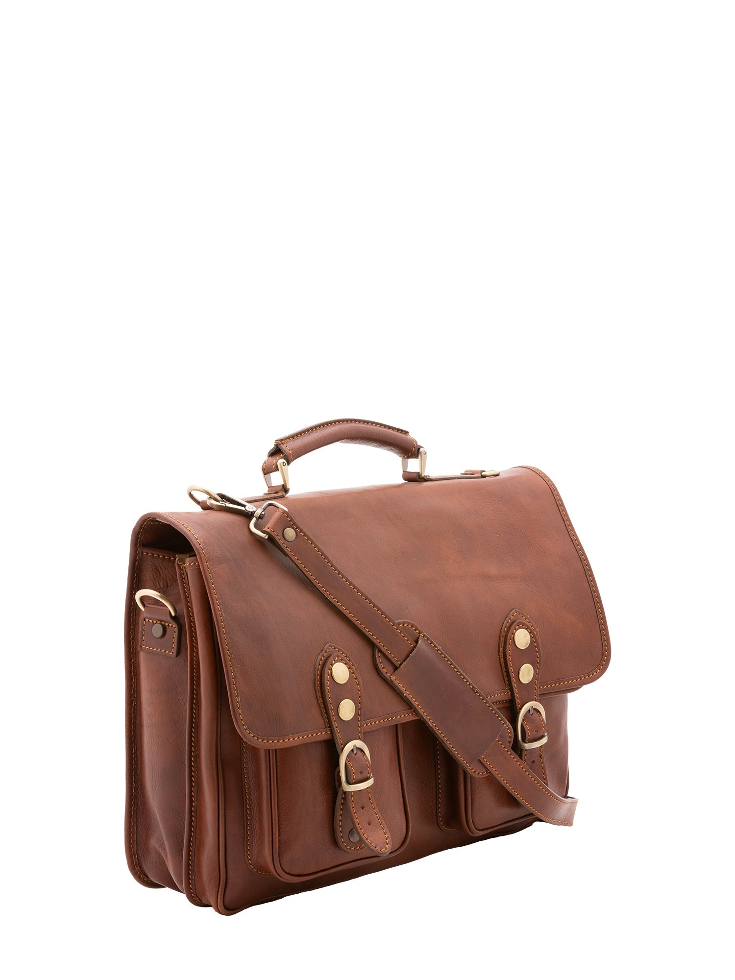 Borsa a mano unisex vera pelle Made in Italy 4015-MARRONE Alessia Firenze