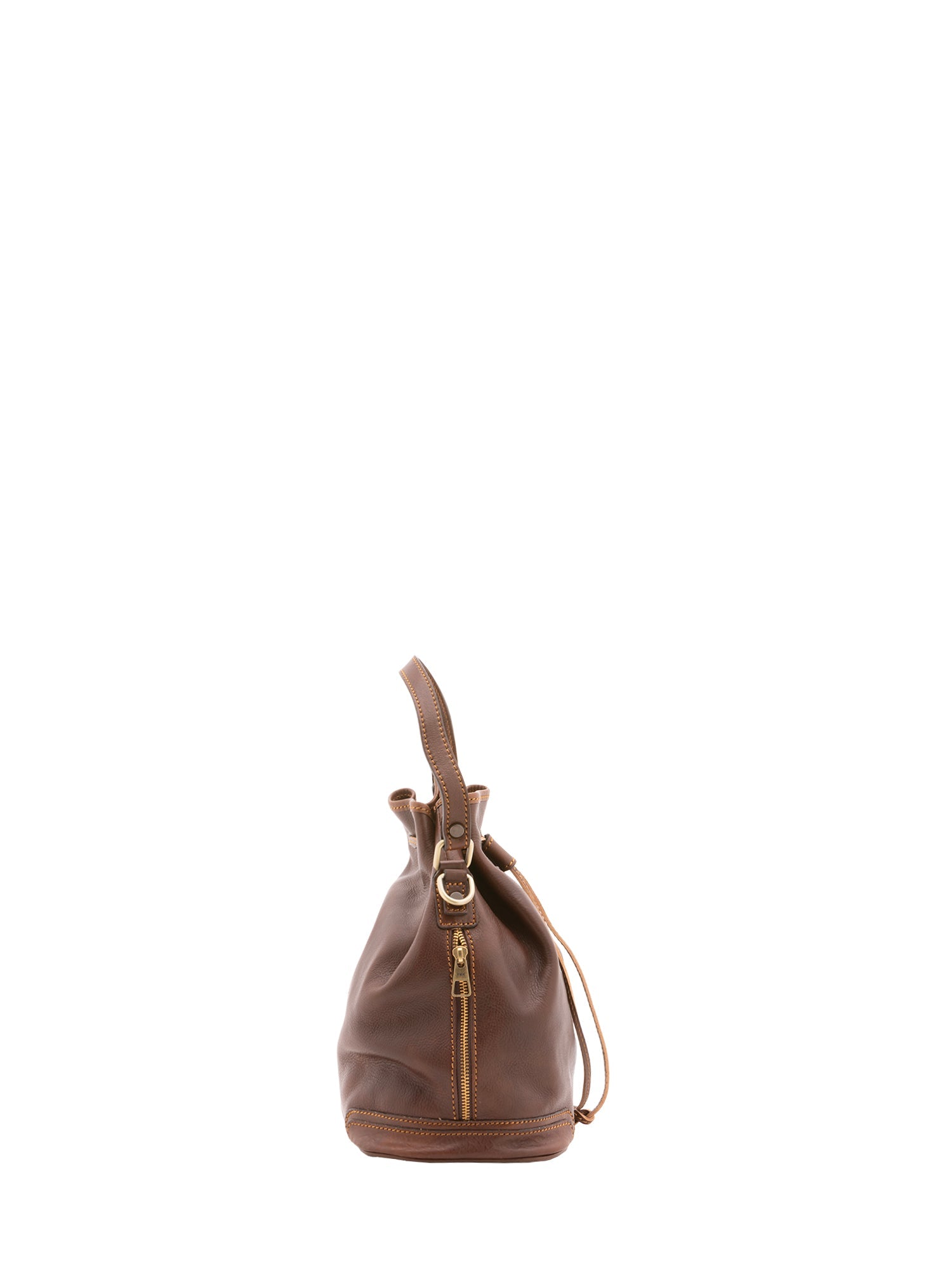 Borsa a secchiello unisex in vera pelle 100% cotone 4535-TESTA DI MORO Alessia Firenze