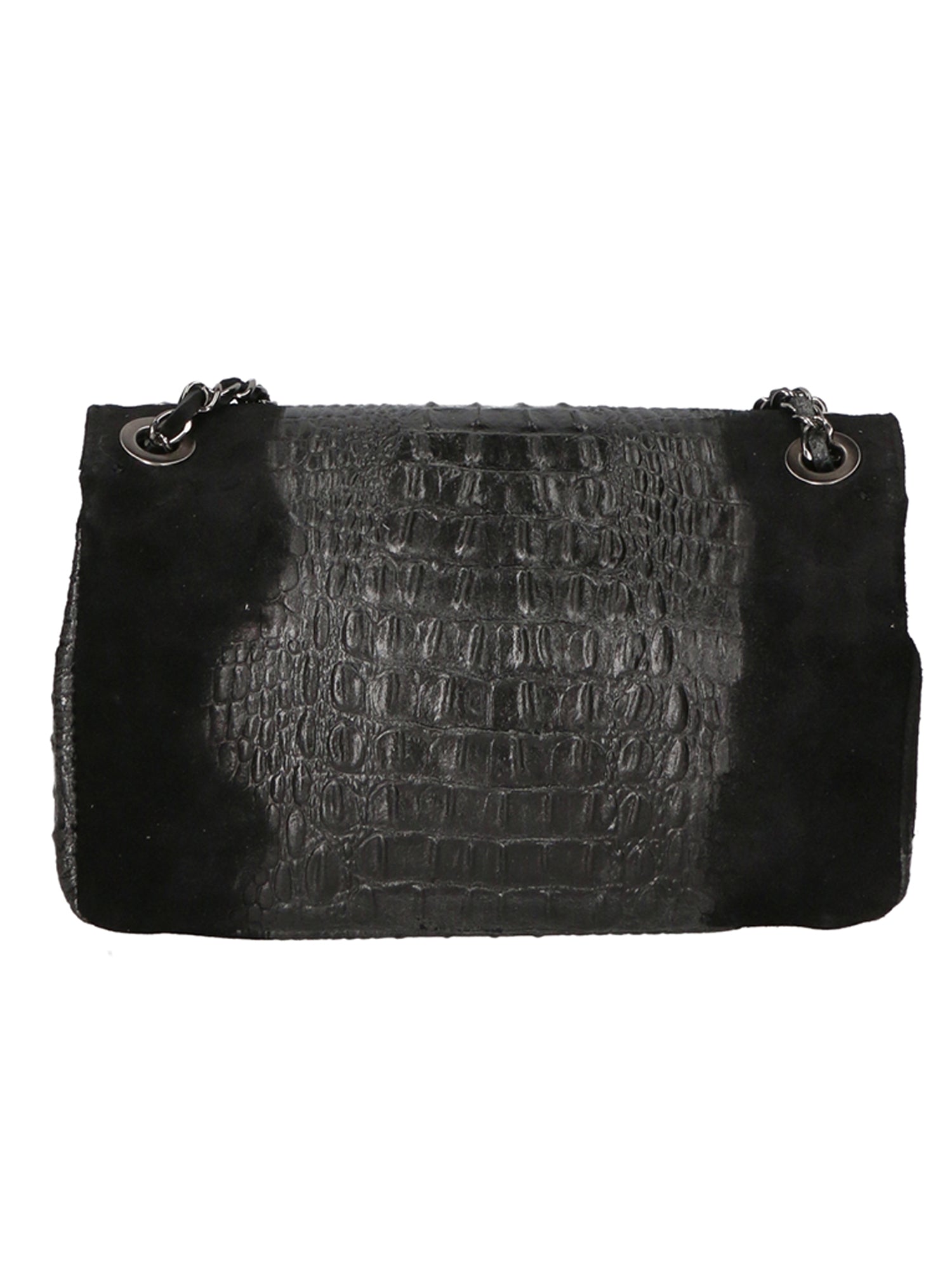 Edvige Borsa a spalla da donna Pelle Croco Stampata 80045-NERO Chiara Ferretti