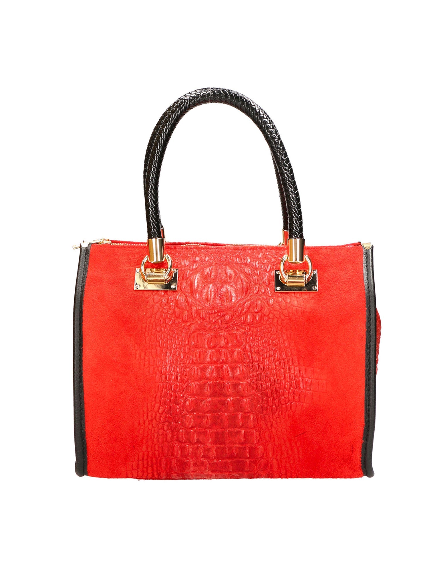 Edna Borsa a bauletto da donna Pelle e camoscio stampato croco 80044-023 ROSSO Chiara Ferretti