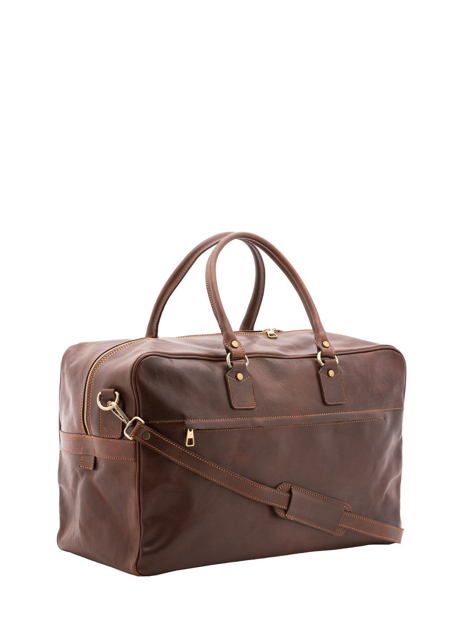 Borsa da viaggio unisex vera pelle 100% cotone 4562-TESTA DI MORO Alessia Firenze