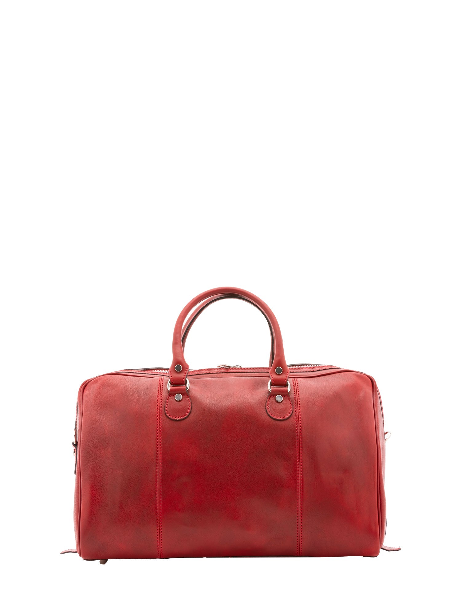 Borsa da viaggio unisex in vera pelle 100% cotone 4040-ROSSO Alessia Firenze
