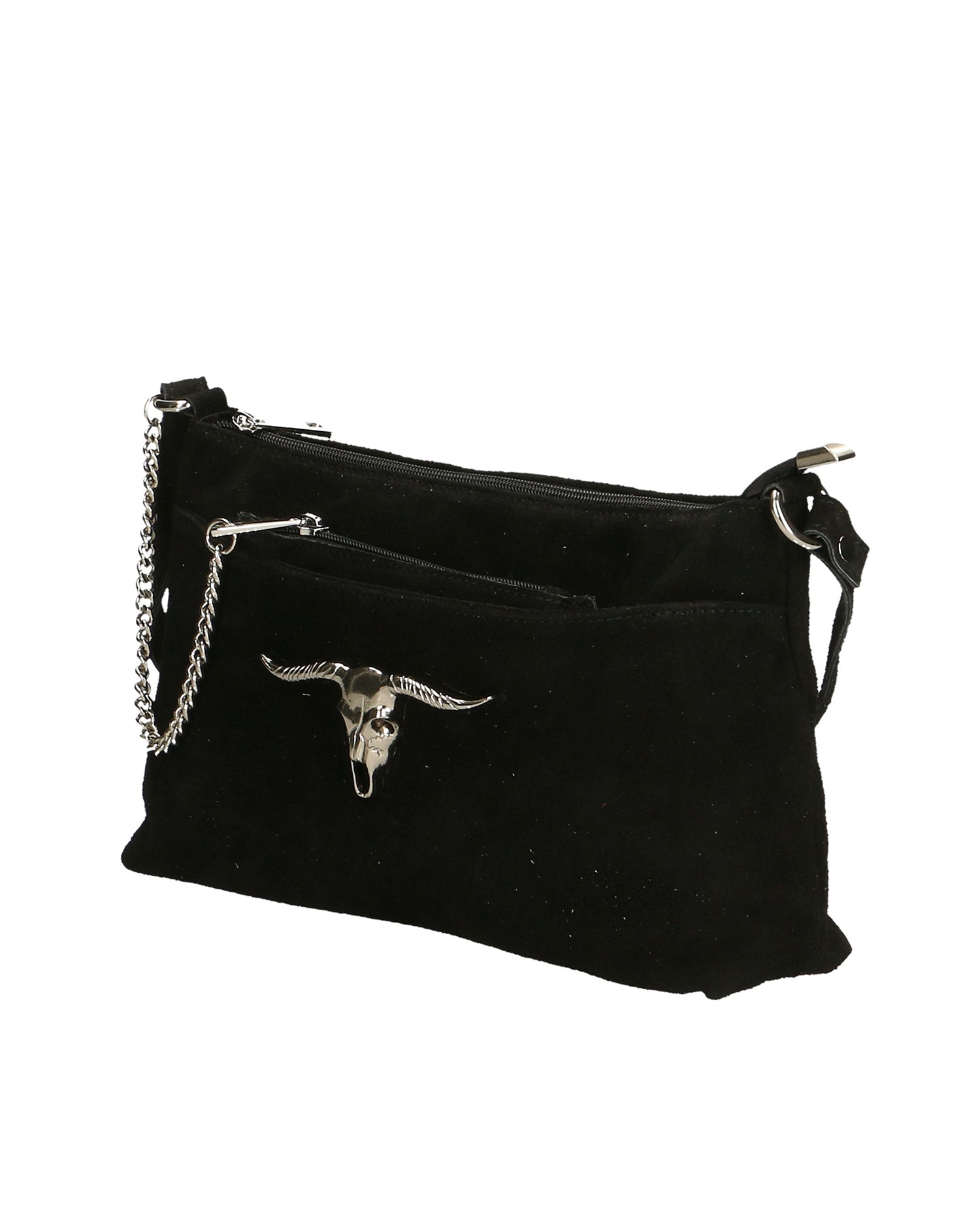 Embera Elite Borsa a tracolla donna Vera pelle scamosciata 8650-NERO Chiara Ferretti