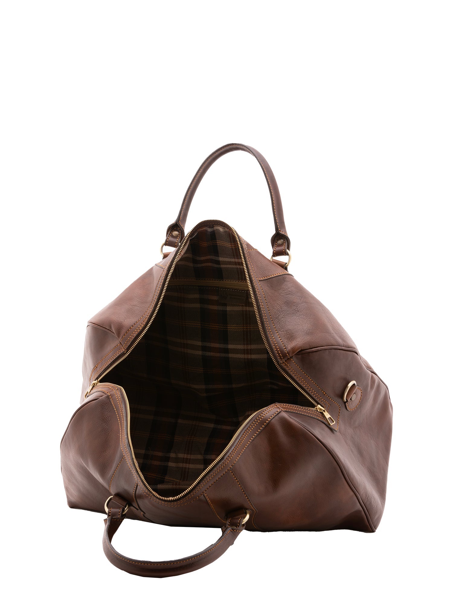 Borsa da viaggio unisex in vera pelle 100% cotone 4039-TESTA DI MORO Alessia Firenze