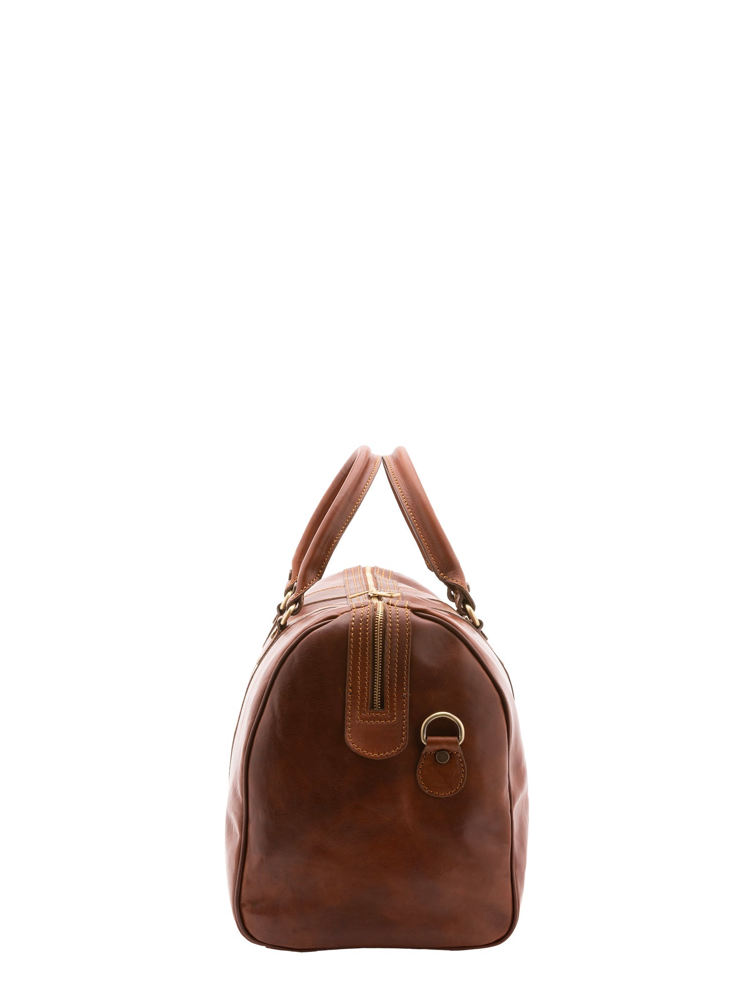 Borsa da viaggio unisex in vera pelle 100% cotone 4039-MARRONE Alessia Firenze