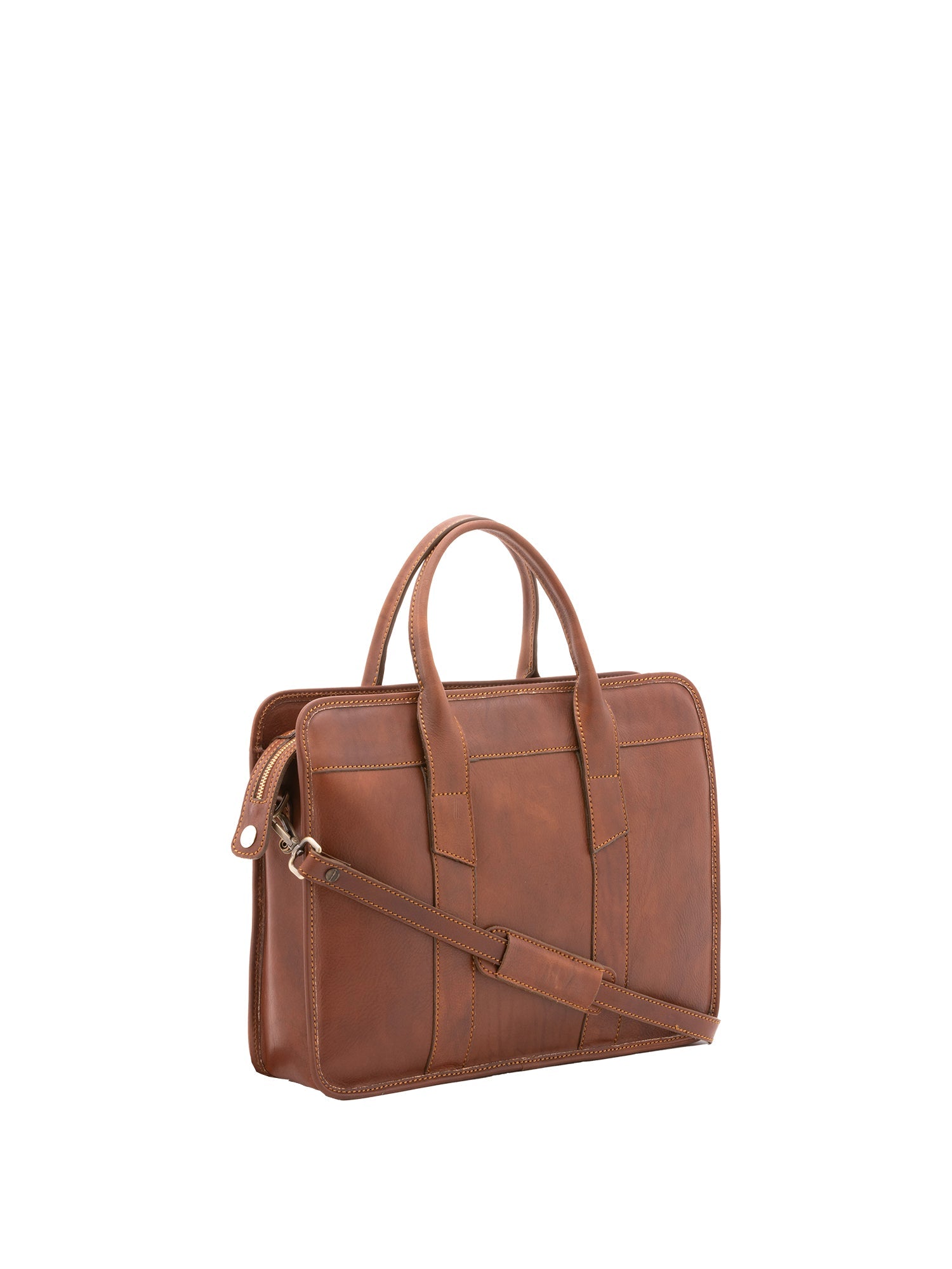 Borsa a mano unisex vera pelle Made in Italy 4454-MARRONE Alessia Firenze