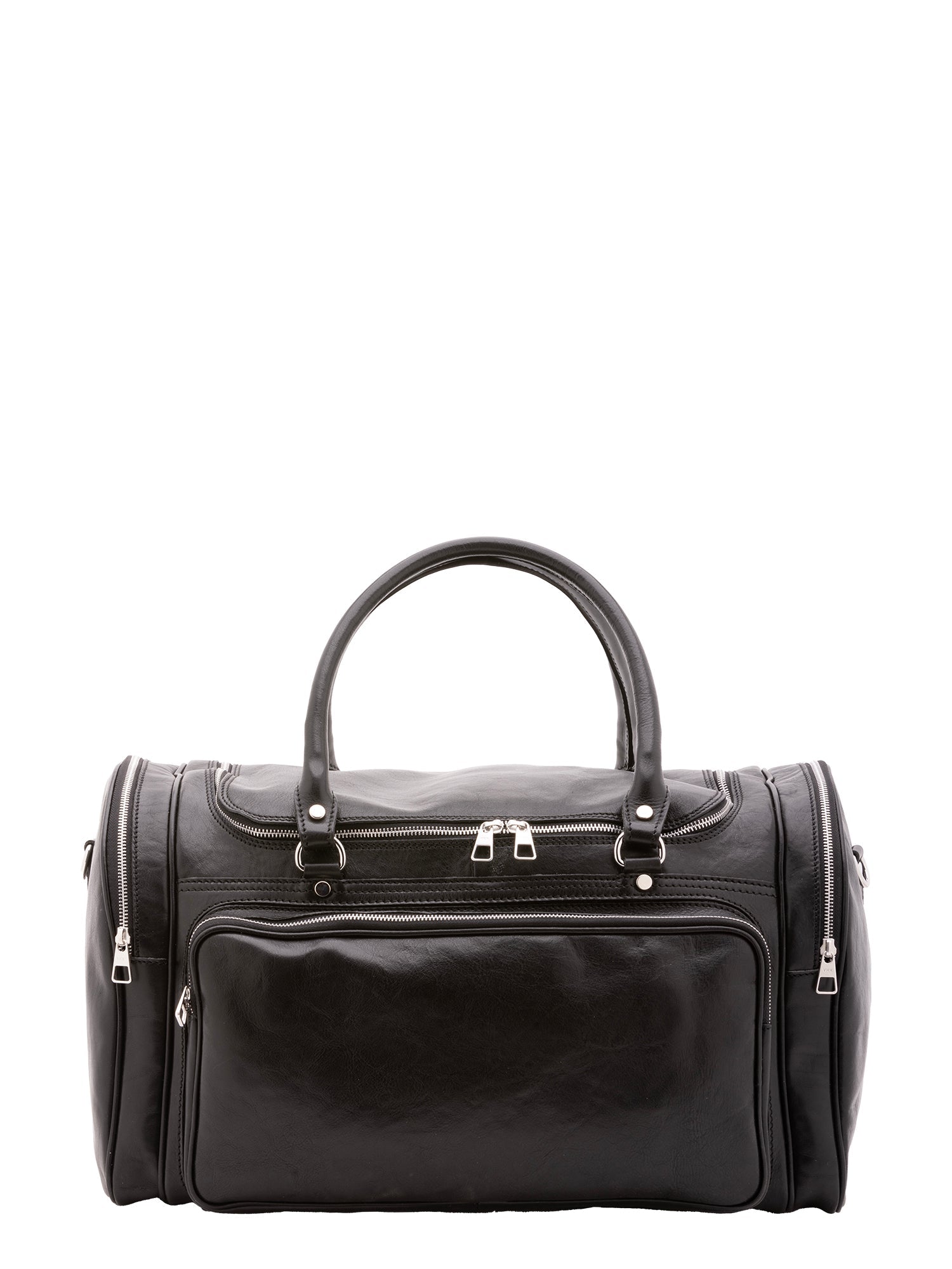 Borsa da viaggio unisex in vera pelle 100% cotone 4045-NERO Alessia Firenze
