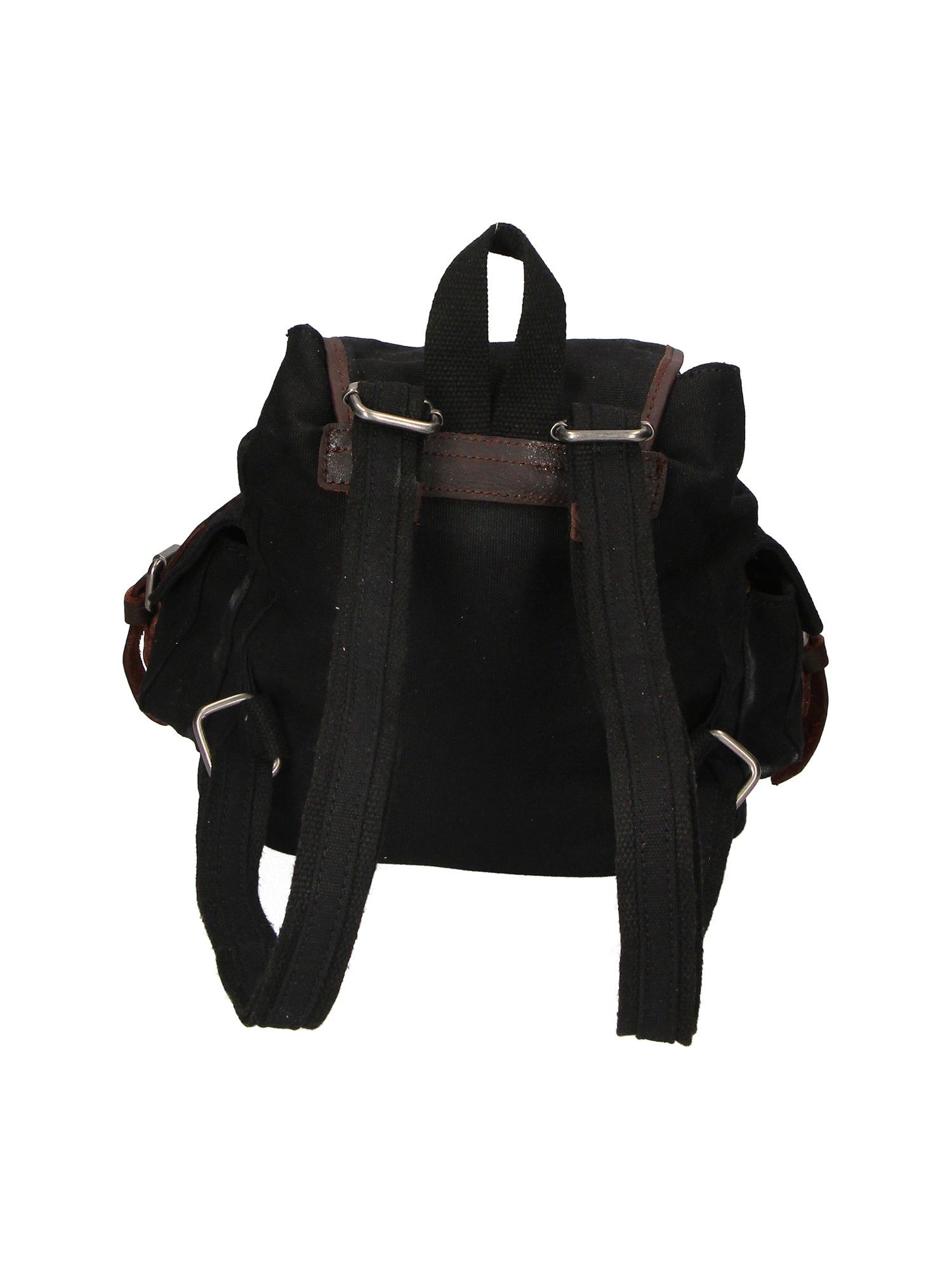 Micaela ZG3006-NERO BLACK Zaino unisex in canvas e vera pelle Chiara Ferretti