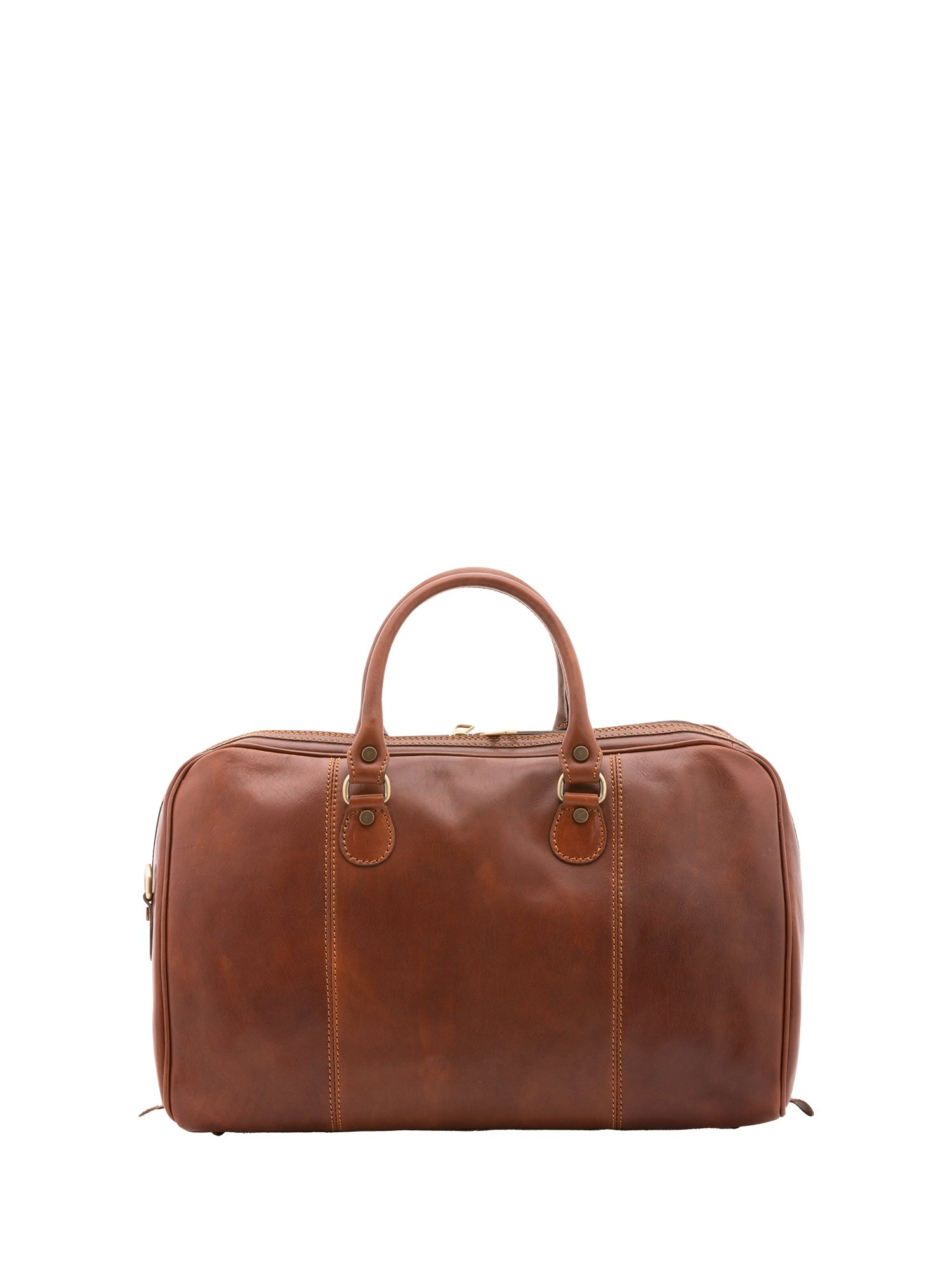 Borsa da viaggio unisex in vera pelle 100% cotone 4040-MARRONE Alessia Firenze
