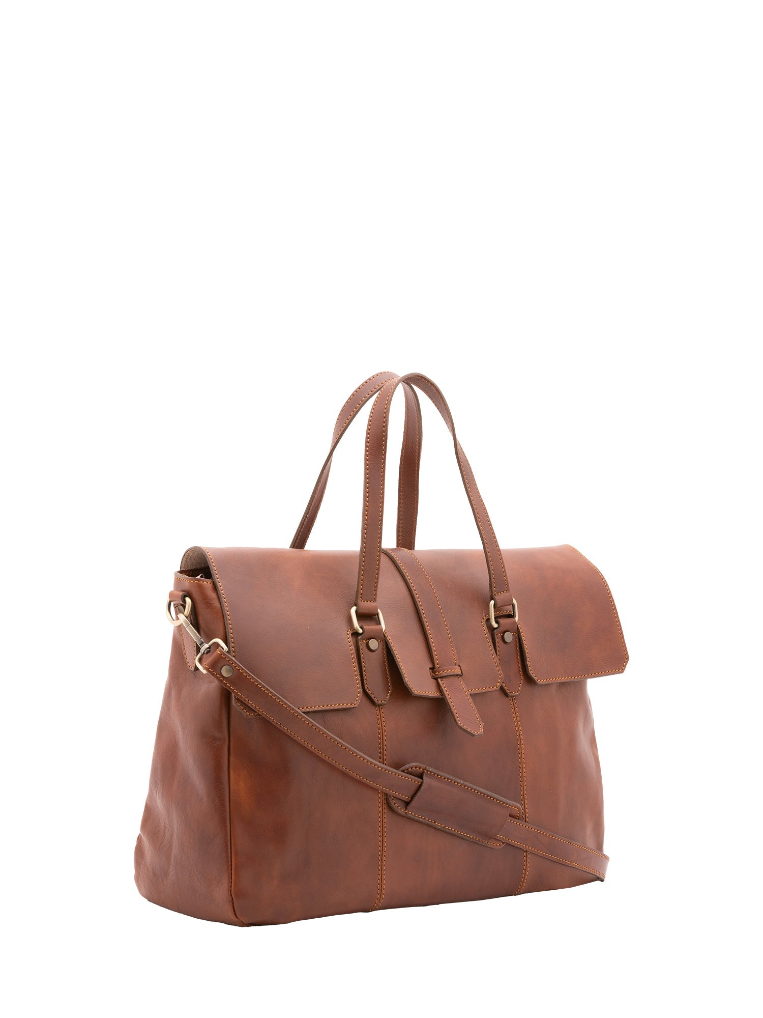 Borsa da viaggio unisex in vera pelle 100% cotone 4066-MARRONE Alessia Firenze