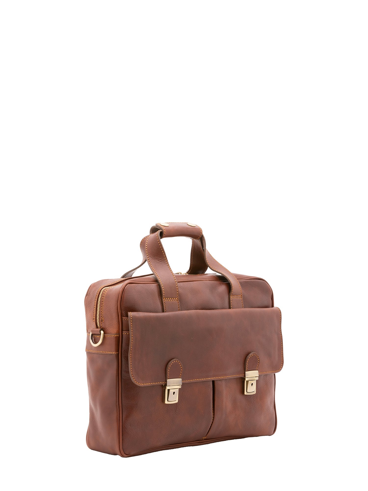 Borsa a mano unisex in vera pelle Made in Italy 4575-MARRONE Alessia Firenze