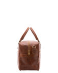 Borsa da viaggio unisex vera pelle 100% cotone 4562-MARRONE Alessia Firenze