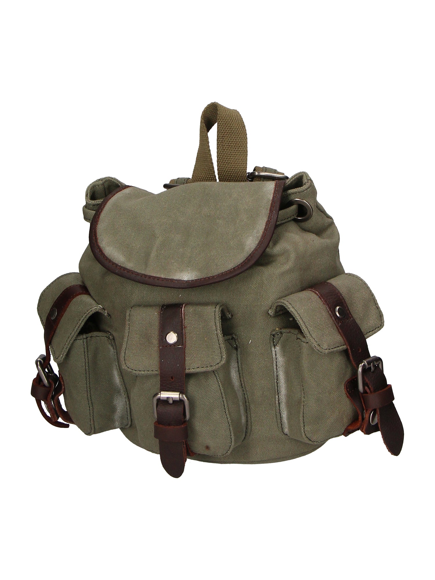 Micaela ZG3006-VERDE GREEN Zaino unisex in canvas e vera pelle Chiara Ferretti