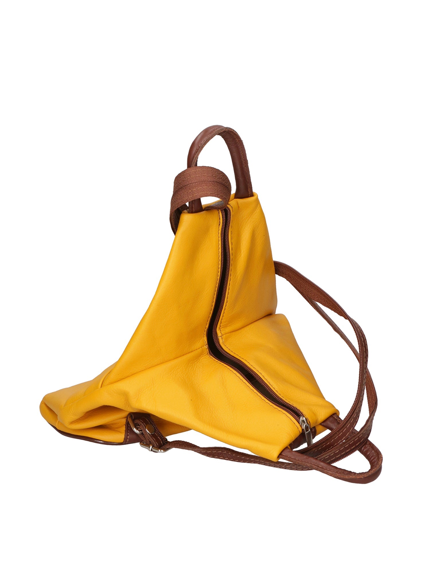 Erika Zaino da donna in vera pelle Casual 80072-SENAPE-MARRONE Chiara Ferretti