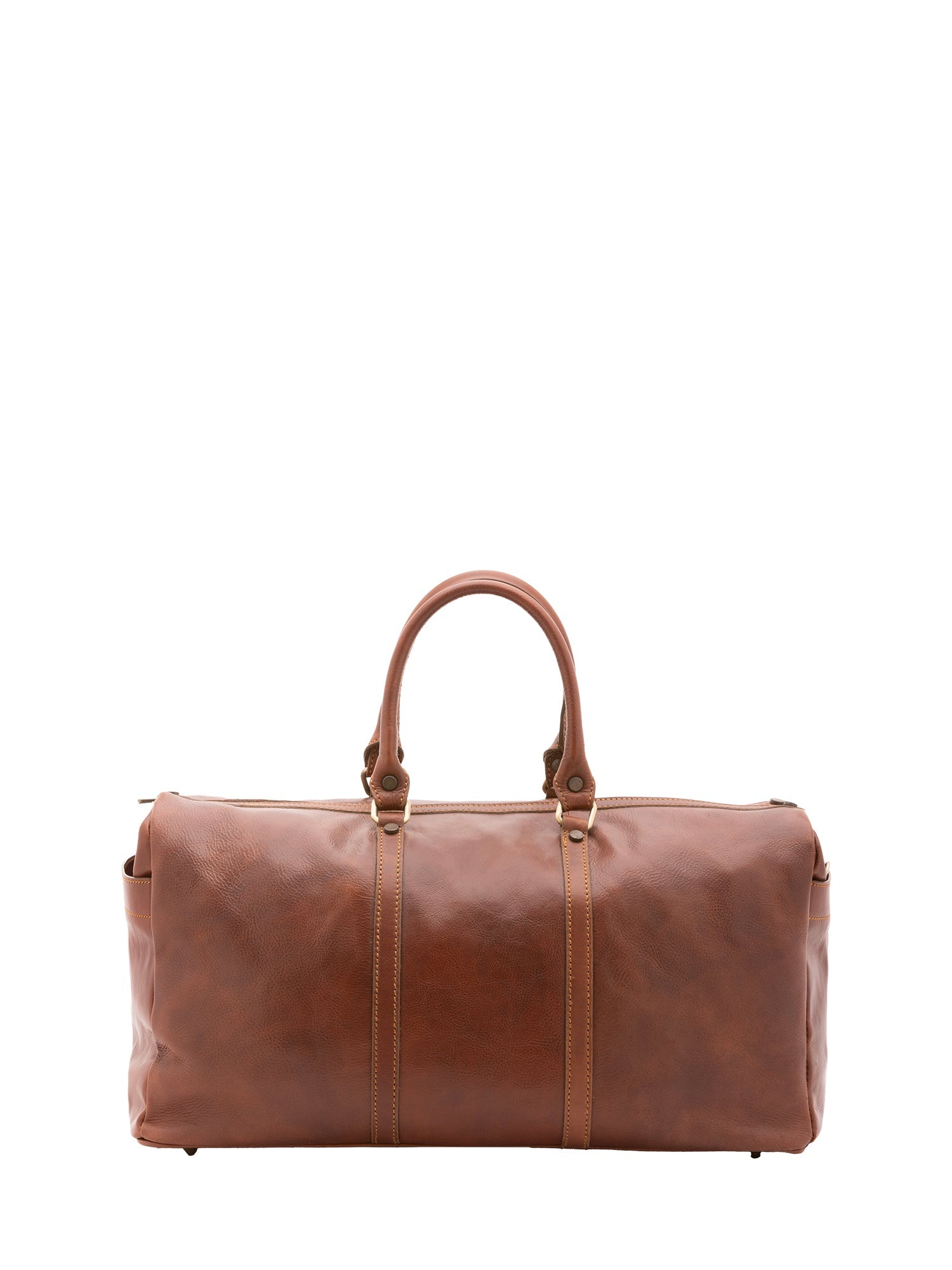 Borsa da viaggio unisex vera pelle 100% cotone 4546-MARRONE Alessia Firenze