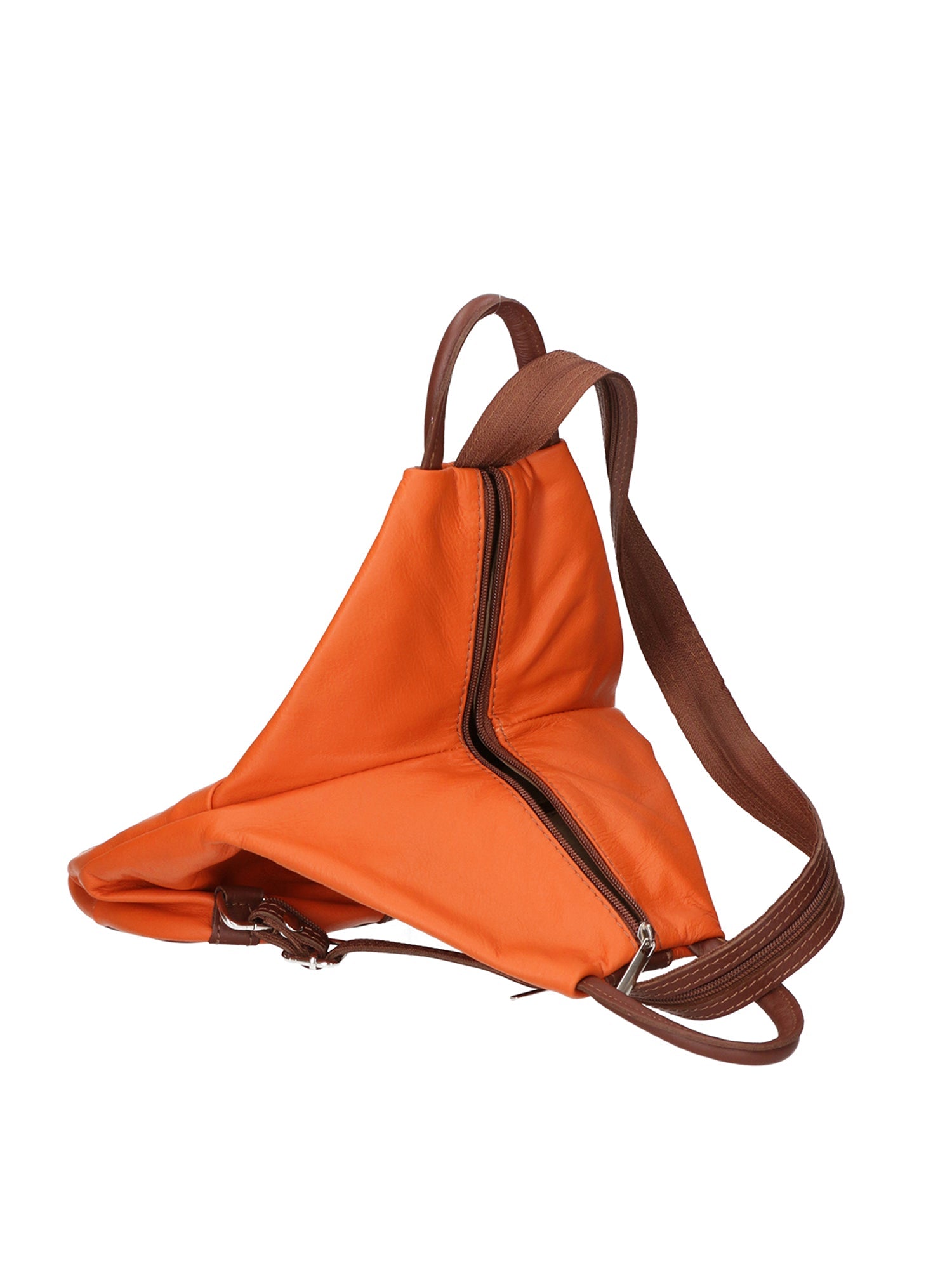 Erika Zaino da donna in vera pelle Casual 80072-ARANCIO-MARRONE Chiara Ferretti