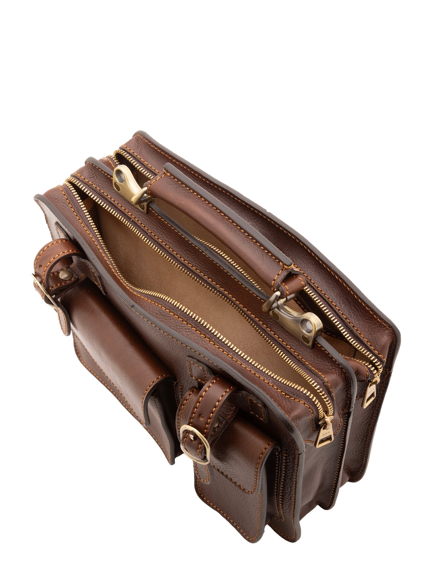 Borsa a mano unisex in vera pelle Made in Italy 4506-TESTA DI MORO Alessia Firenze