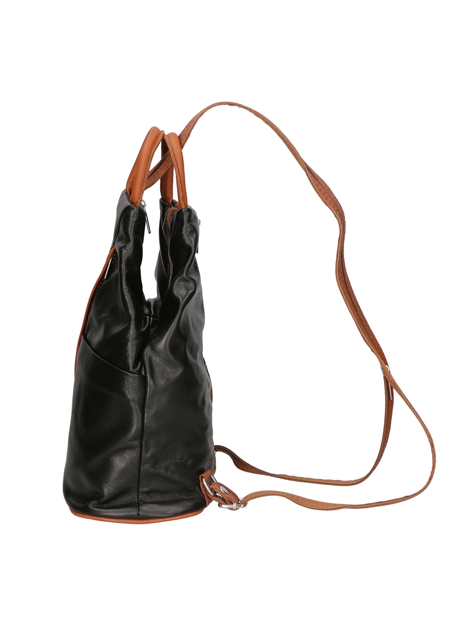 Erika Zaino da donna in vera pelle Casual 80072-NERO-CUOIO Chiara Ferretti