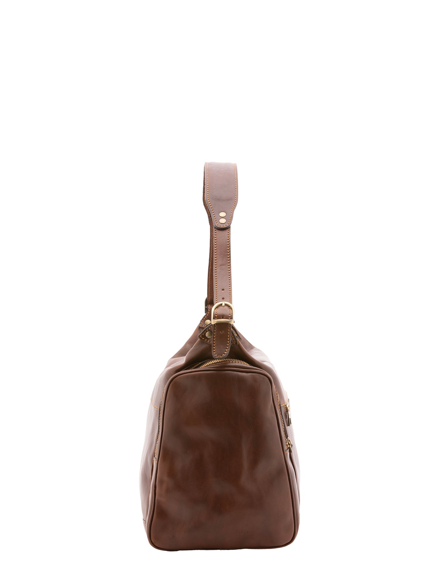 Borsa da viaggio unisex in vera pelle 100% cotone 4037-TESTA DI MORO Alessia Firenze