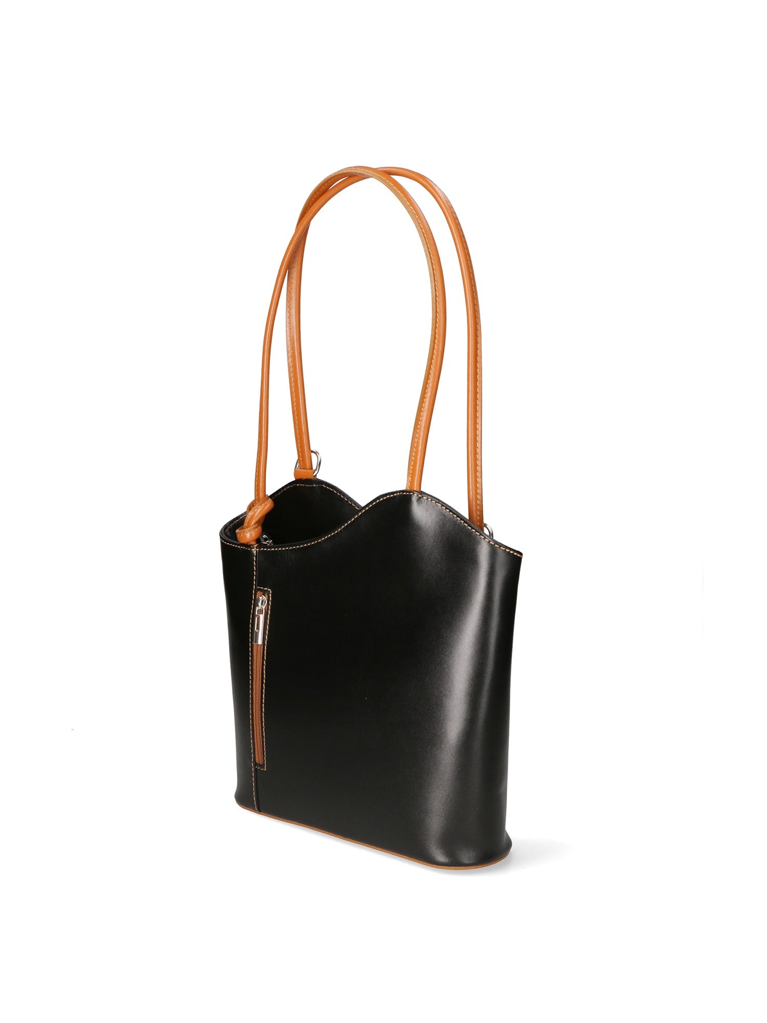 Fabiola Borsa a spalla da donna 100% pelle 9039-NERO CUOIO Chiara Ferretti