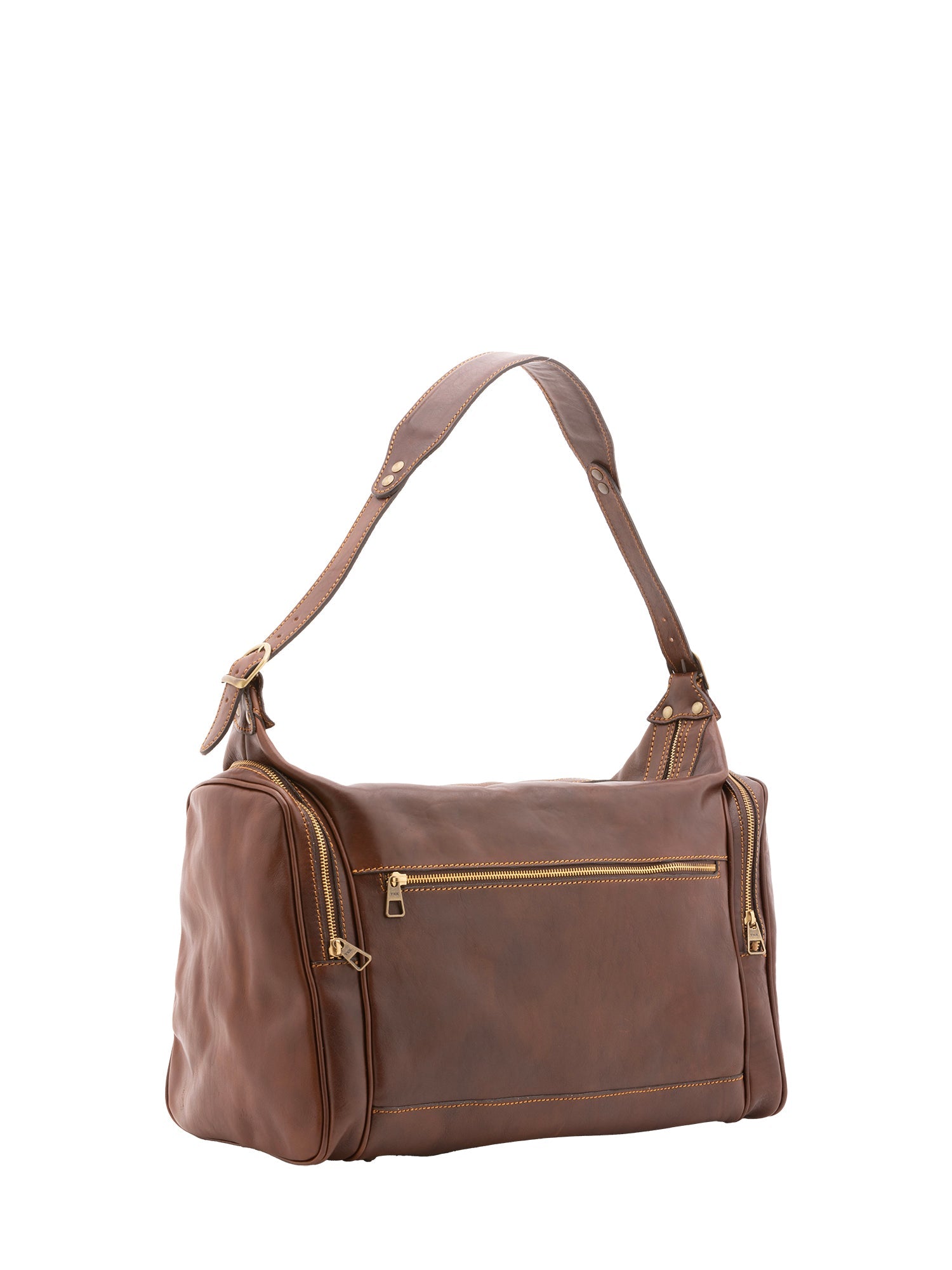 Borsa da viaggio unisex in vera pelle 100% cotone 4037-TESTA DI MORO Alessia Firenze