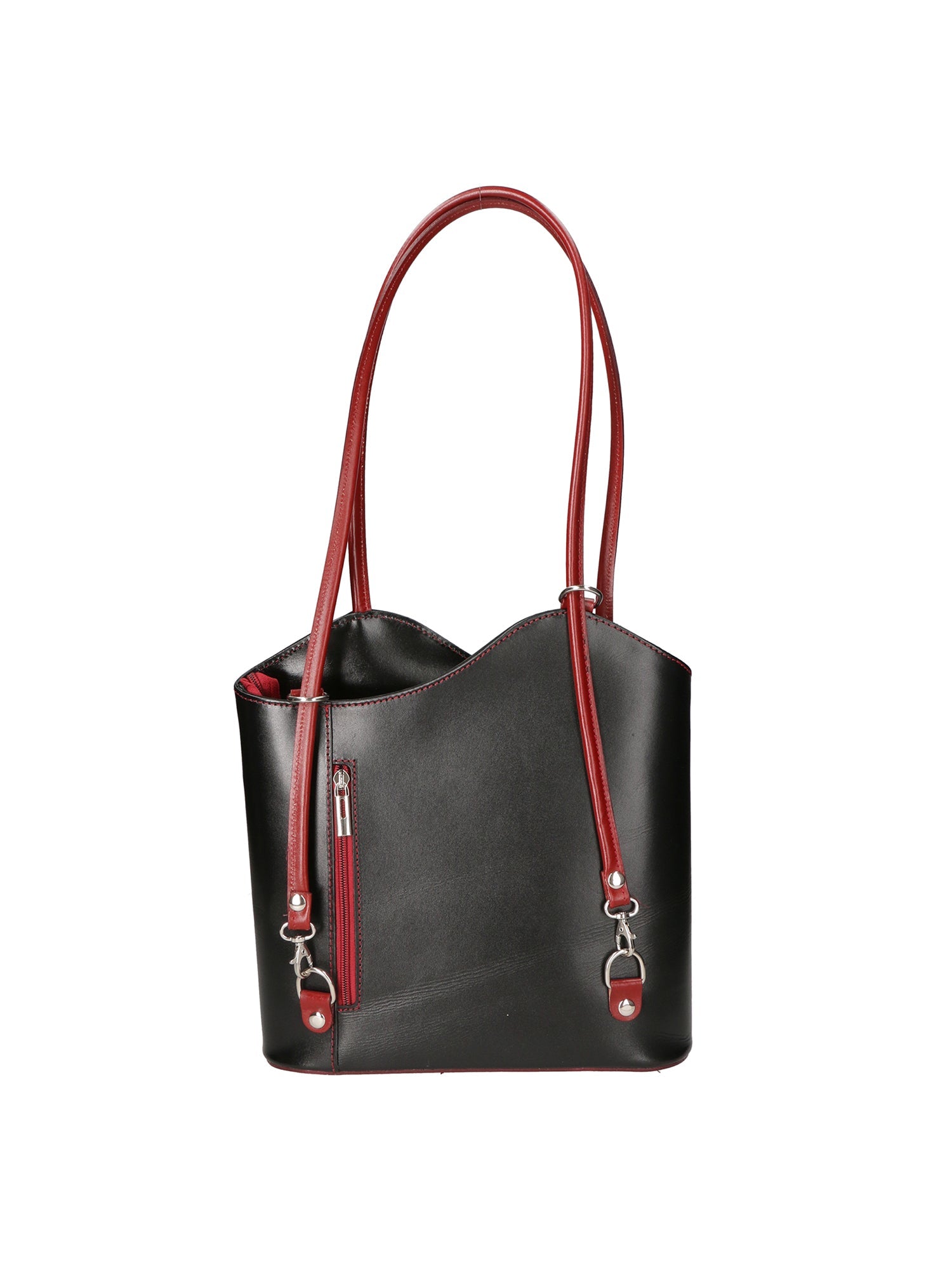 Fabiola Borsa a spalla da donna 100% pelle 9039-NERO ROSSO Chiara Ferretti