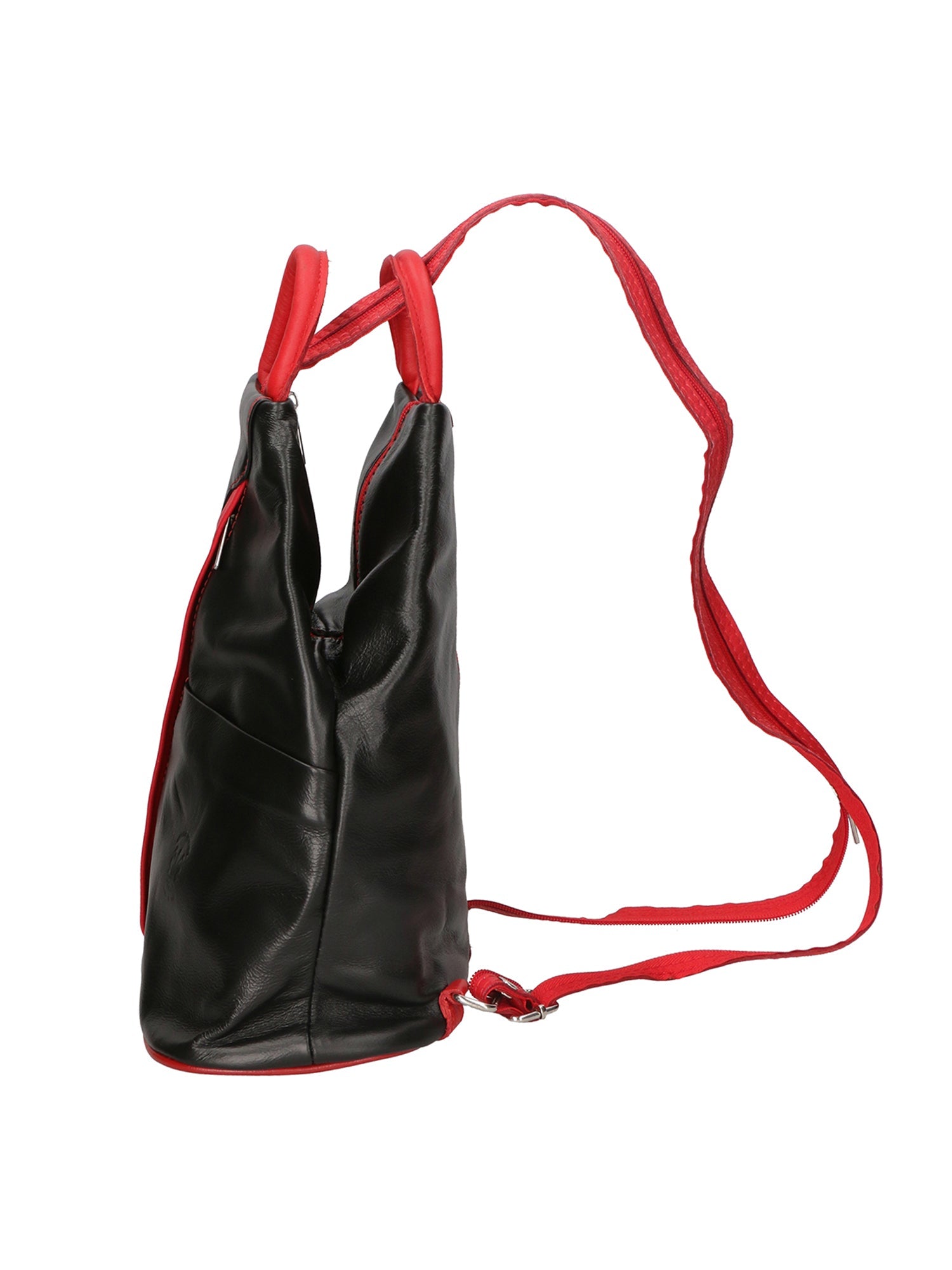 Erika Zaino da donna in vera pelle Casual 80072-NERO-ROSSO Chiara Ferretti