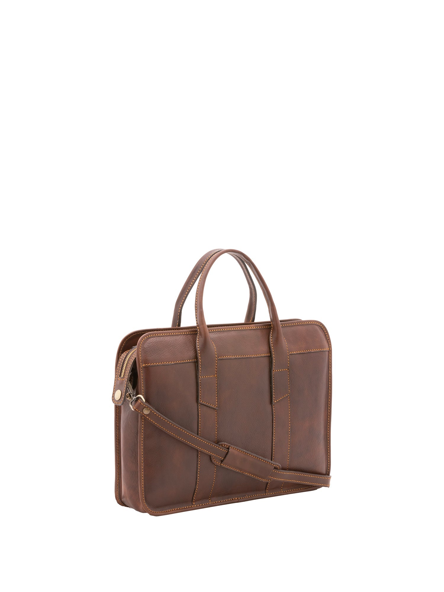 Borsa a mano unisex vera pelle Made in Italy 4454-TESTA DI MORO Alessia Firenze
