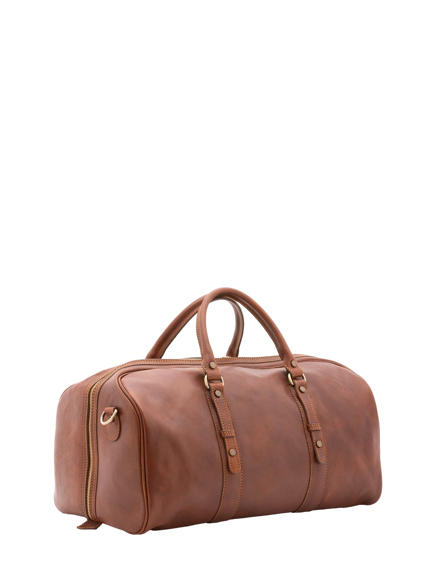 Borsa da viaggio unisex in vera pelle 100% cotone 4514-MARRONE Alessia Firenze