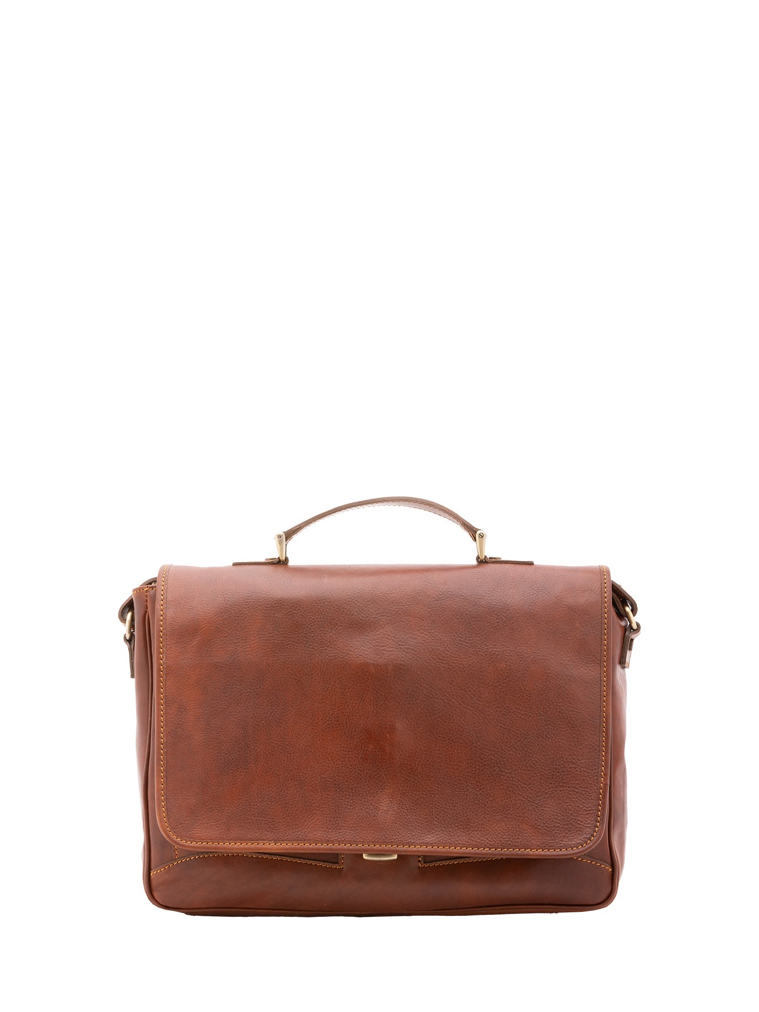 Borsa a mano unisex in vera pelle Made in Italy 4576-MARRONE Alessia Firenze