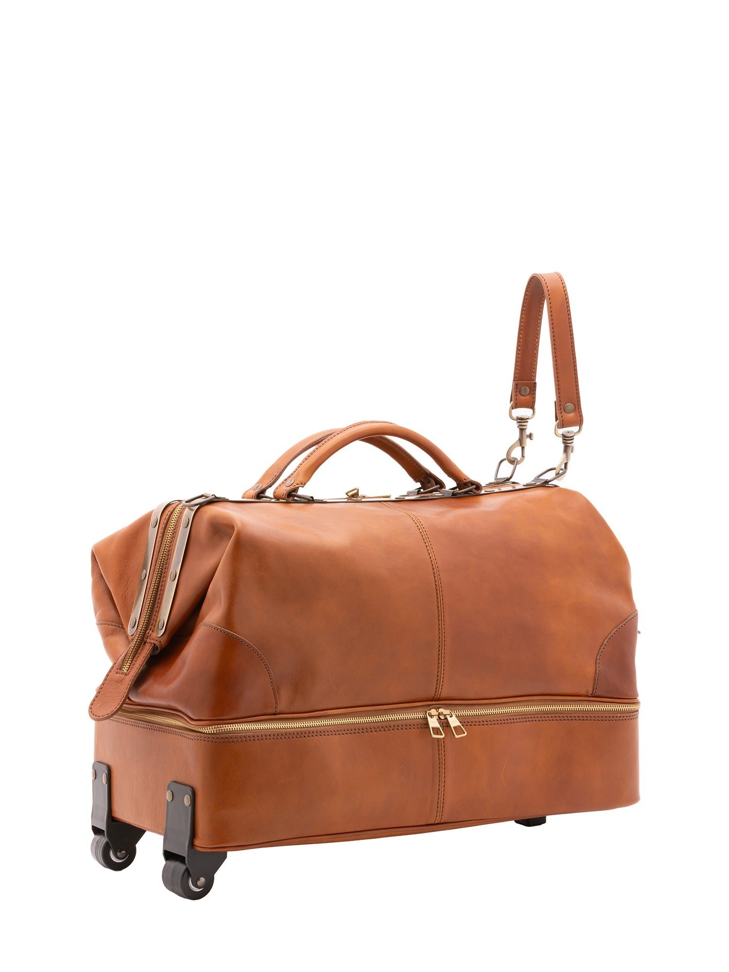 Borsa da viaggio unisex in vera pelle Made in Italy 4084-MIELE Alessia Firenze