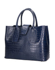 Letizia Borsa a mano da donna Pelle stampata croco 06542-BLU SCURO Chiara Ferretti