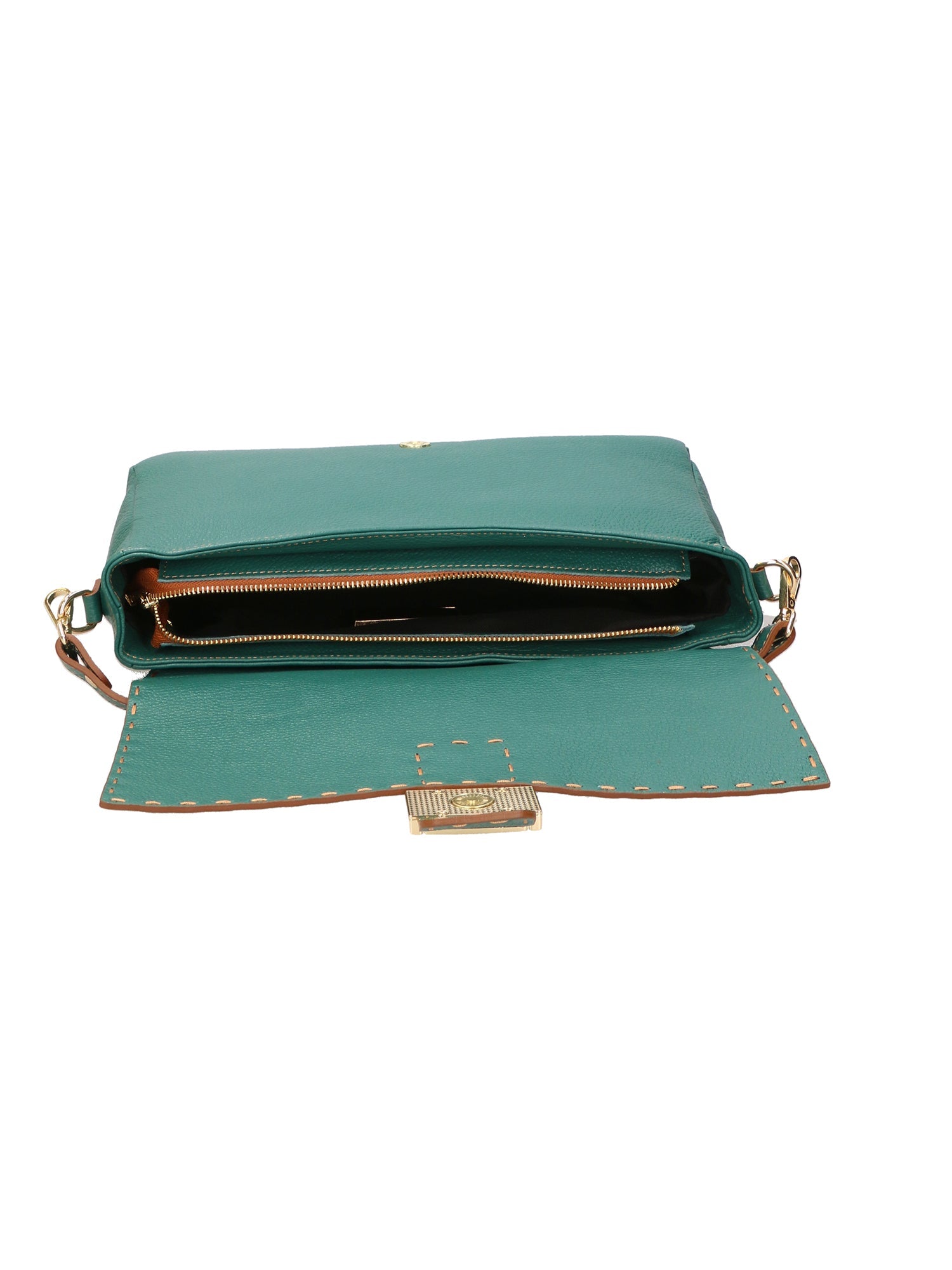Walda Damen-Schultertasche aus echtem Leder, hergestellt in Italien, 34 x 17,5 x 10 cm