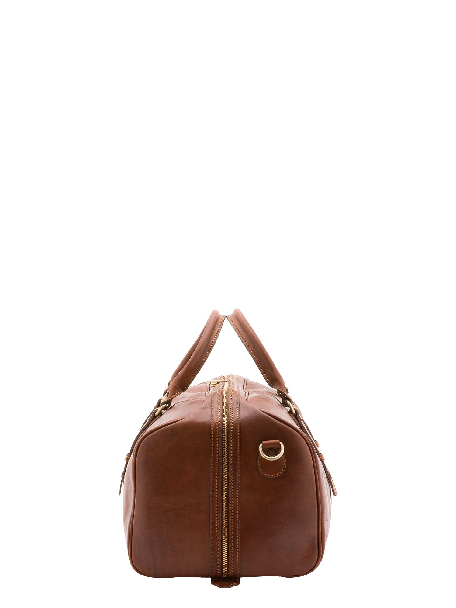 Borsa da viaggio unisex in vera pelle 100% cotone 4514-MARRONE Alessia Firenze