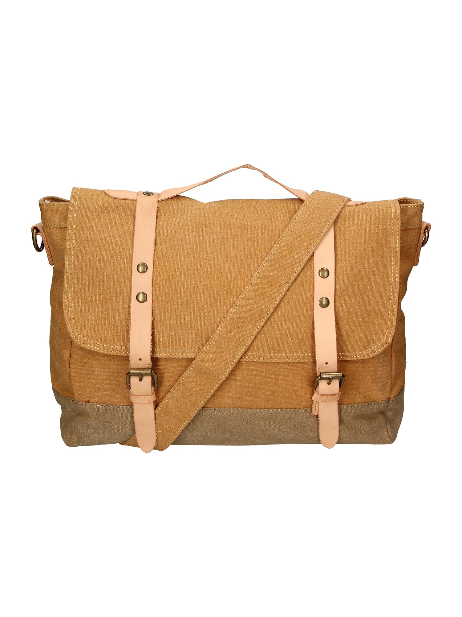 Minerva Borsa a mano unisex Canvas e pelle ZG3011-CUOIO COGNAC Chiara Ferretti